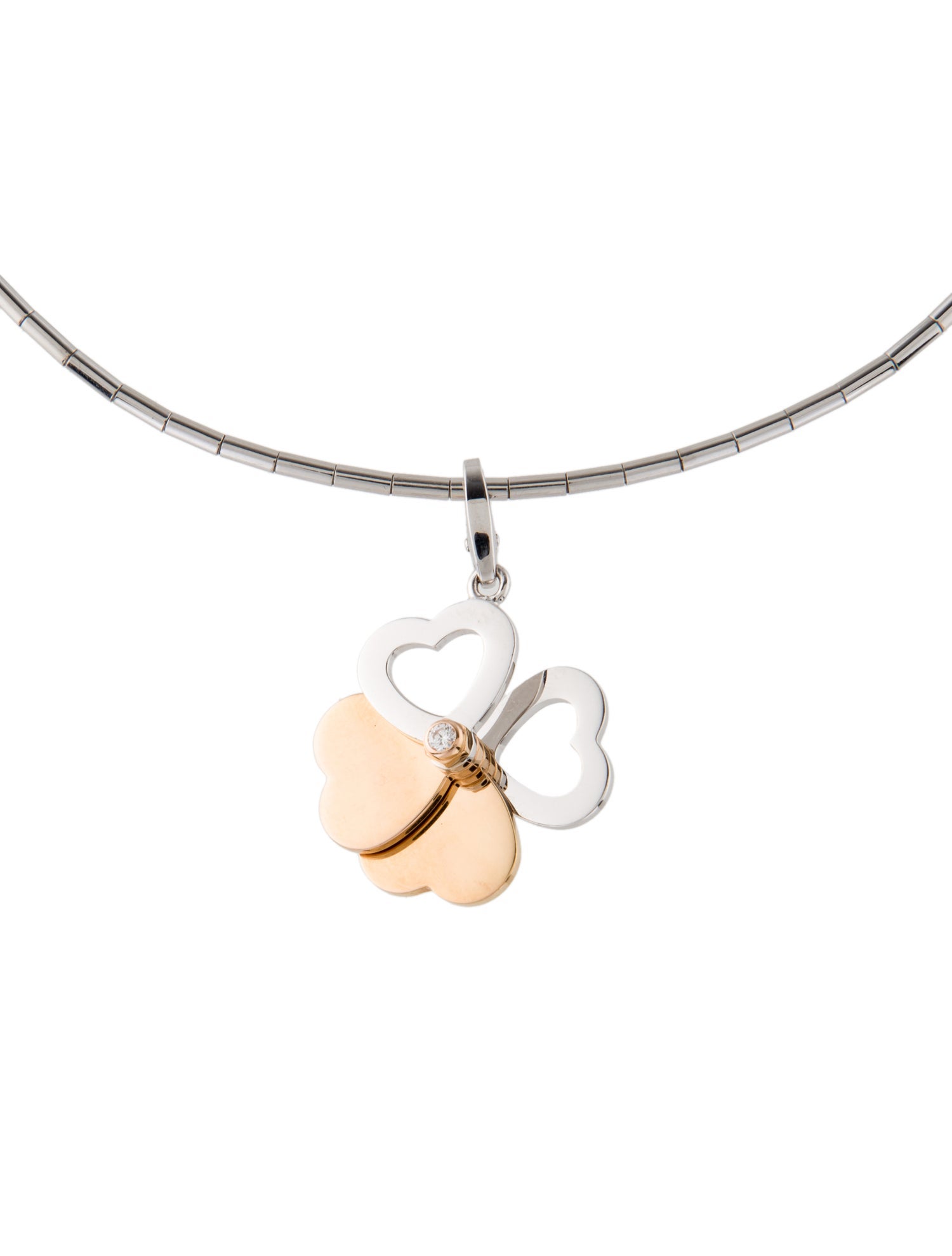 Cartier Diamond 4 Heart Clover Pendant Necklace