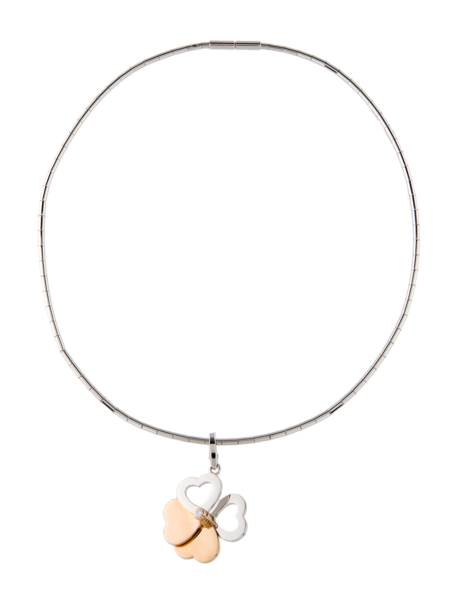 Cartier Diamond 4 Heart Clover Pendant Necklace