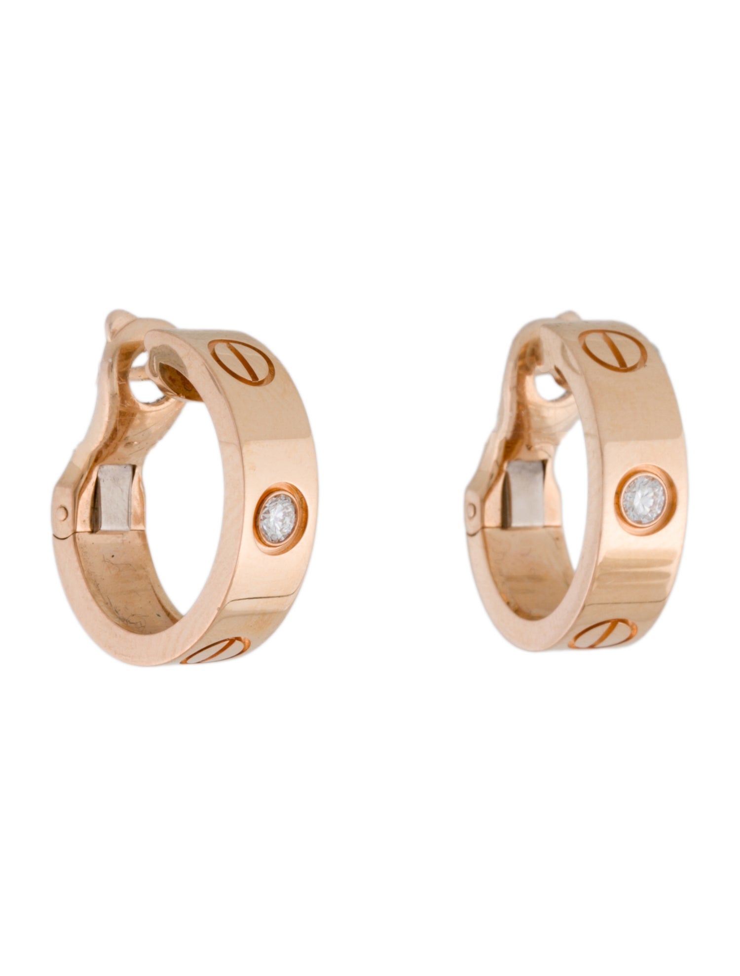 Cartier 2 Diamond LOVE Hoop Earrings