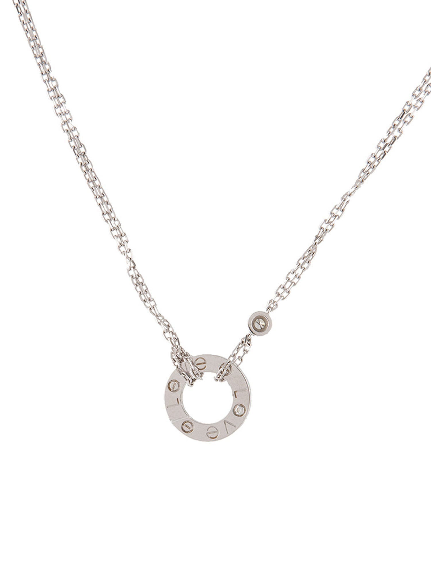 Cartier 2 Diamond LOVE Pendant Necklace