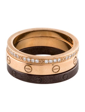 Cartier Ceramic LOVE Ring Set, Half-Pavéd