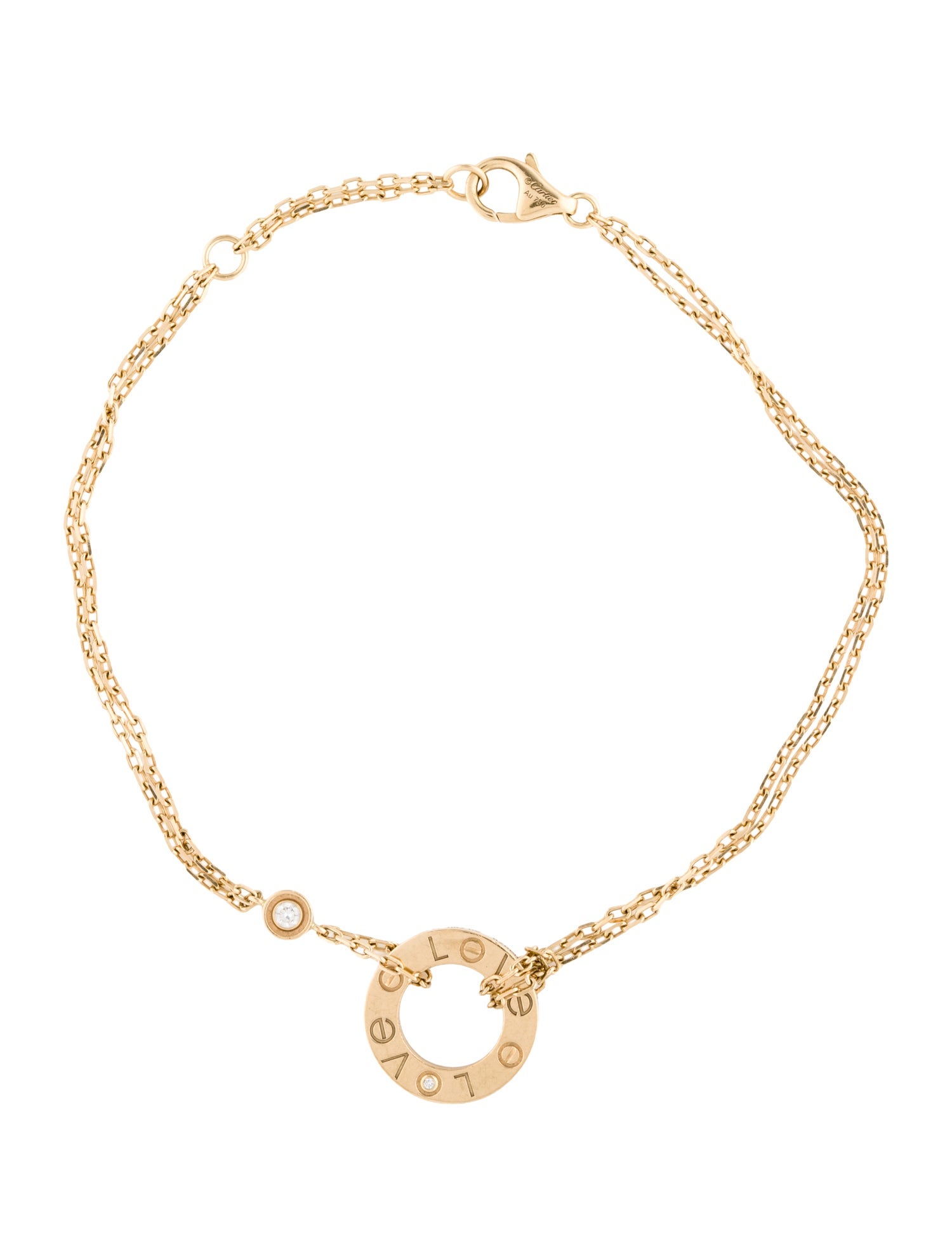 Cartier 2 Diamond LOVE Chain Bracelet