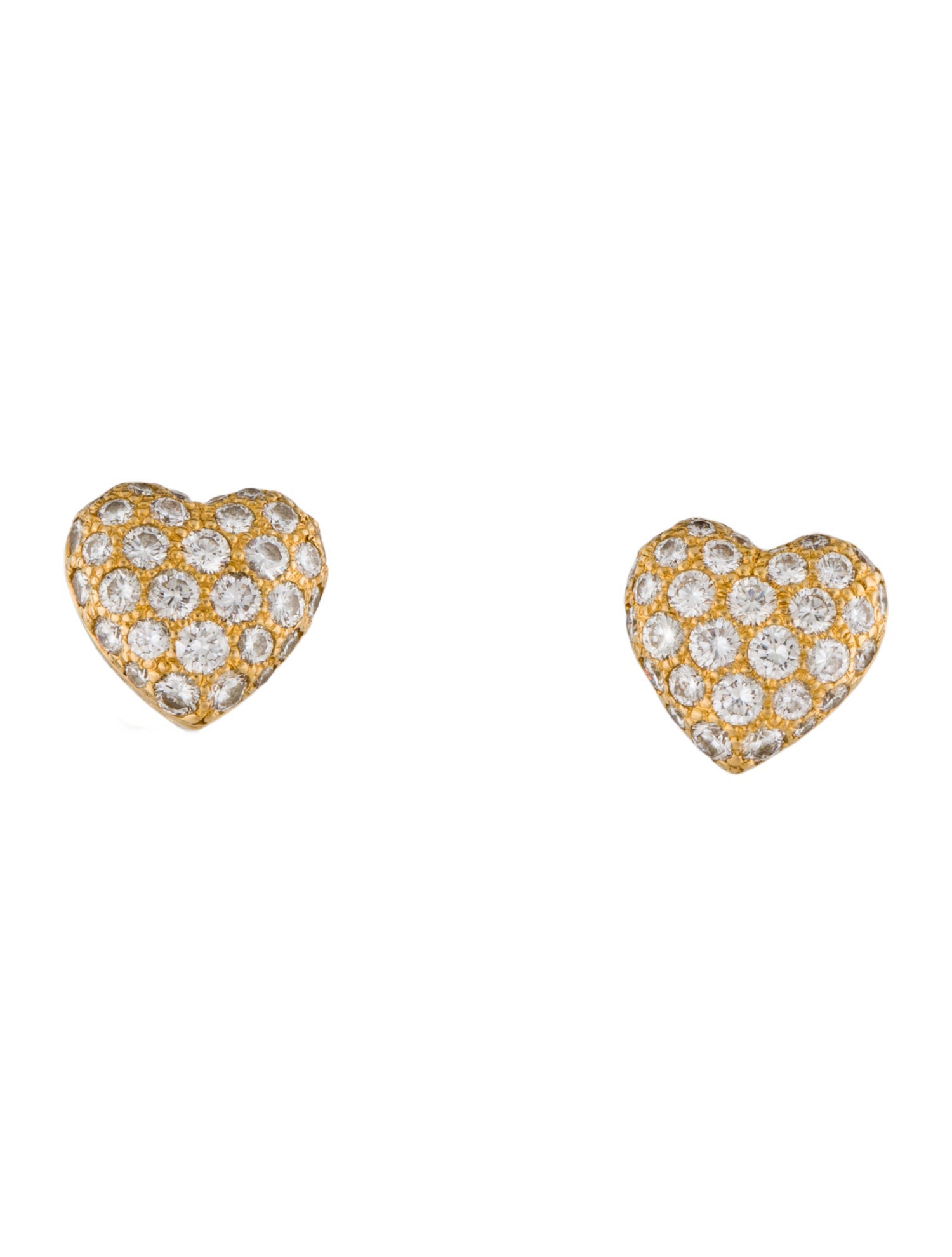 Cartier Vintage Diamond Heart Stud Earrings