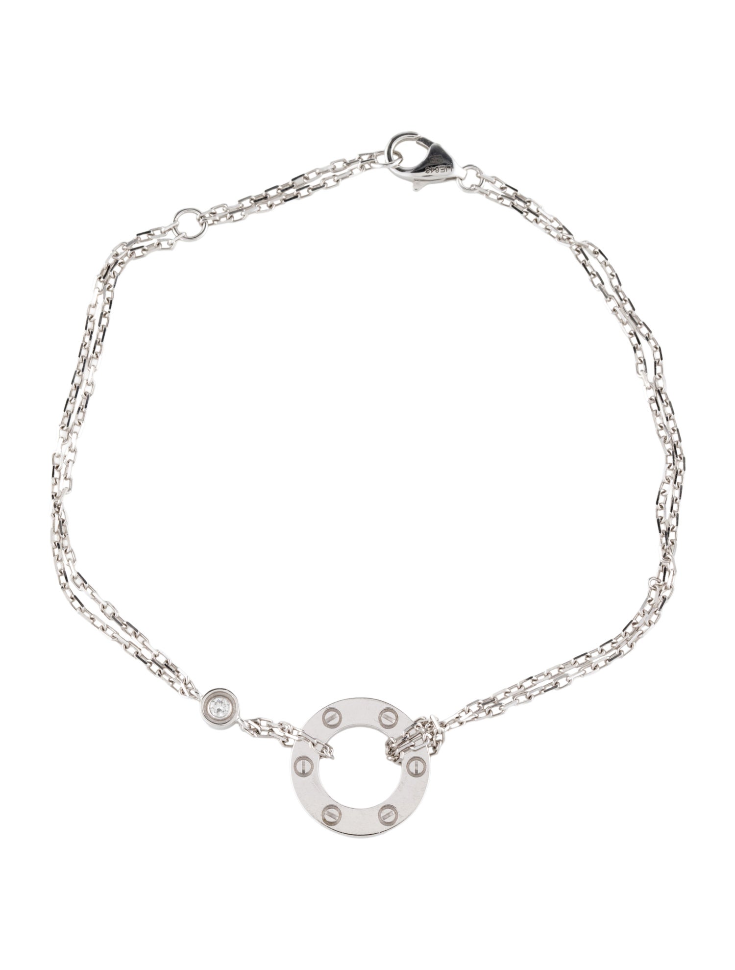 Cartier 2 Diamond LOVE Bracelet On Chain