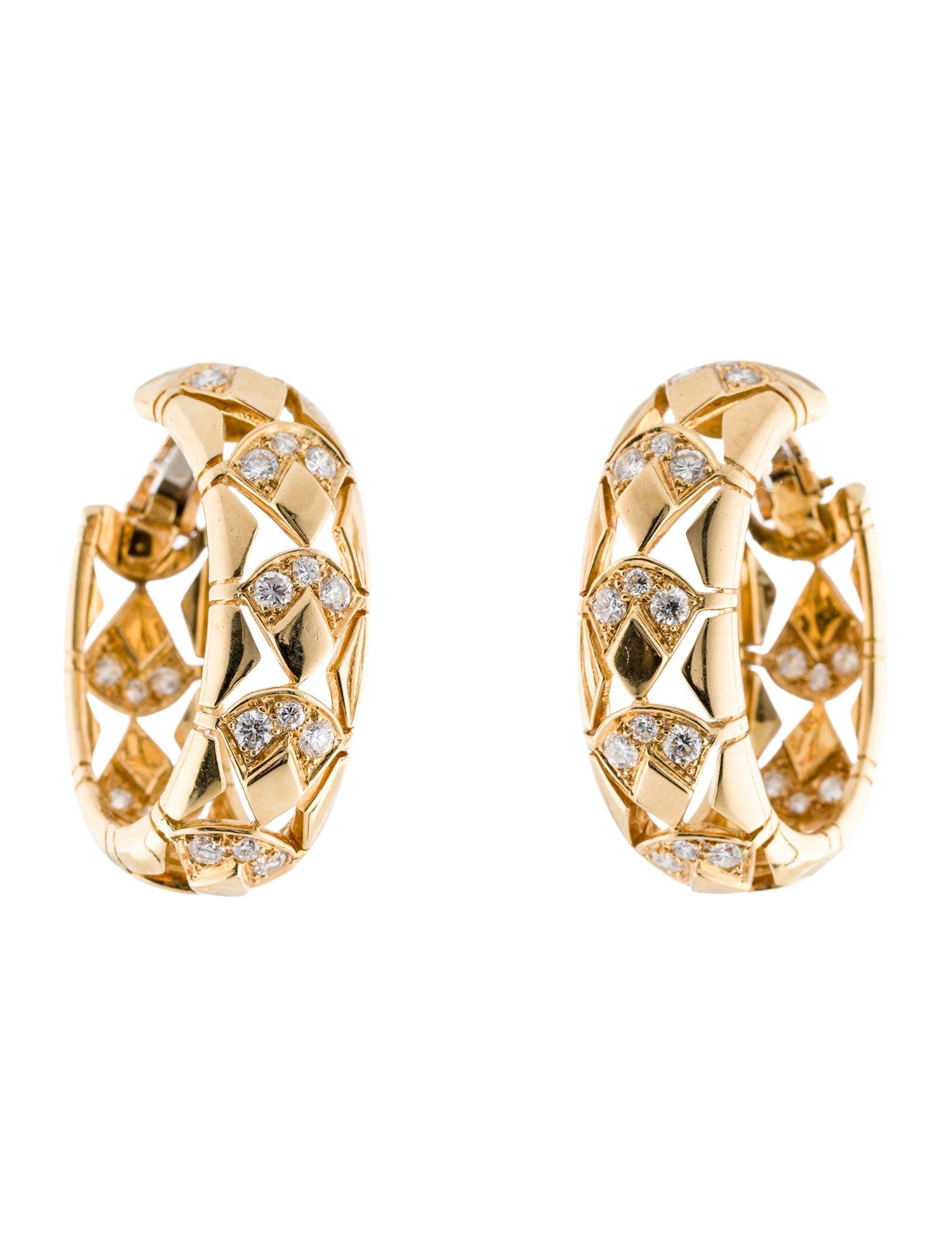 Cartier Vintage 18K 1.96ctw Diamond Hoop Earrings