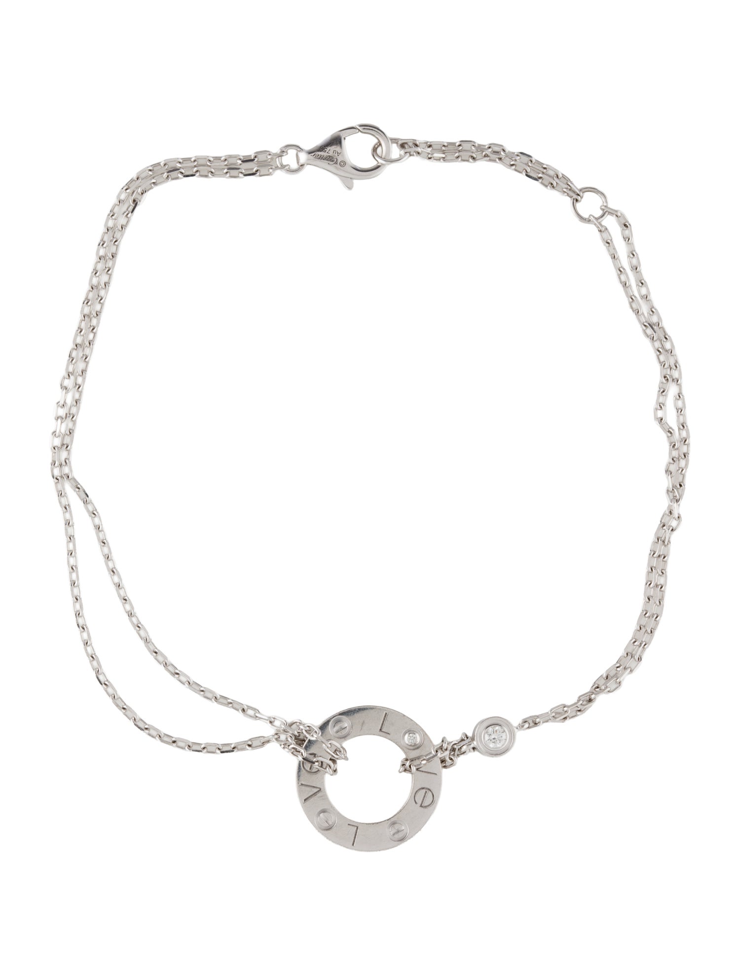 Cartier 2 Diamond LOVE Bracelet On Chain