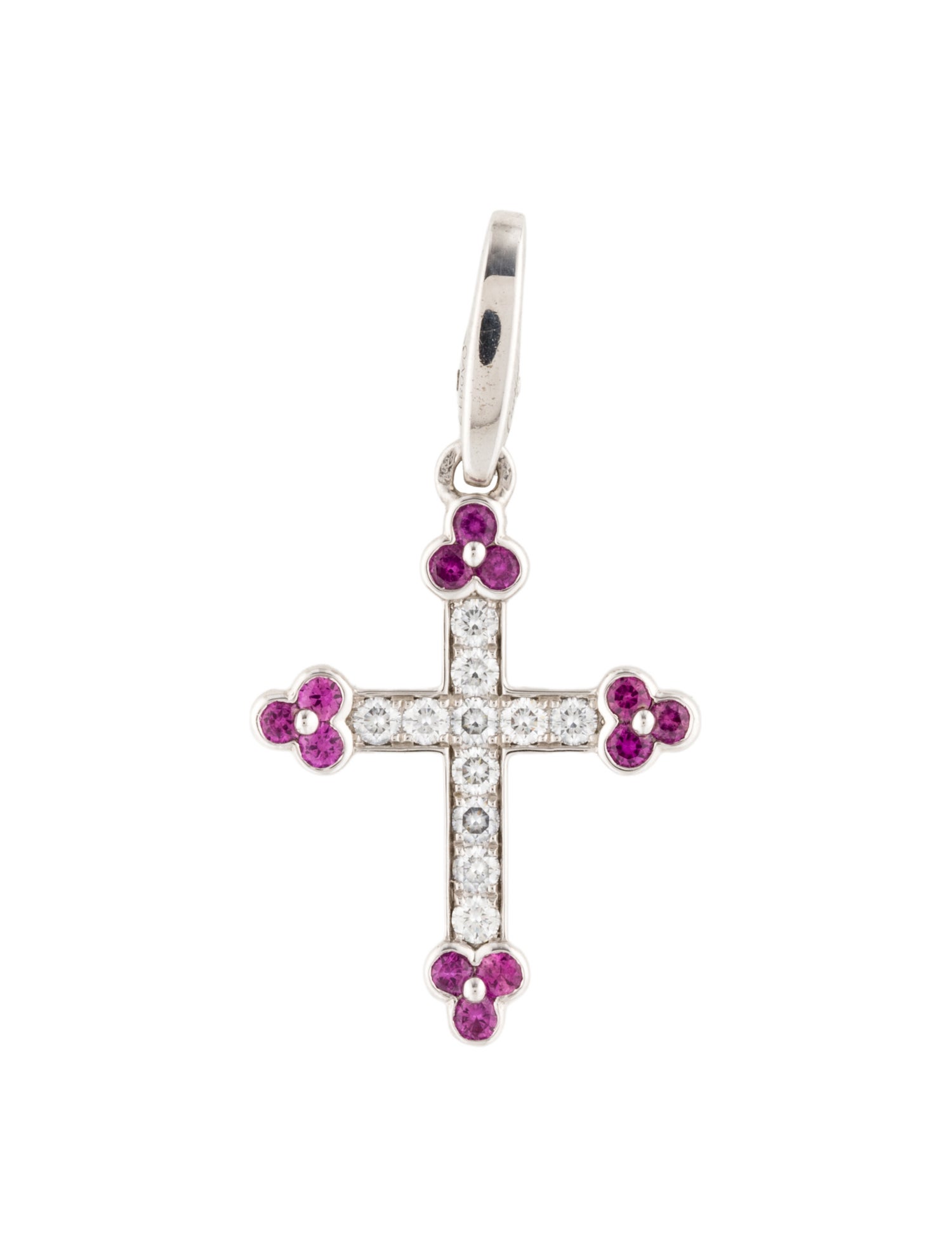 Cartier Diamond & Pink Sapphire Cross Charm