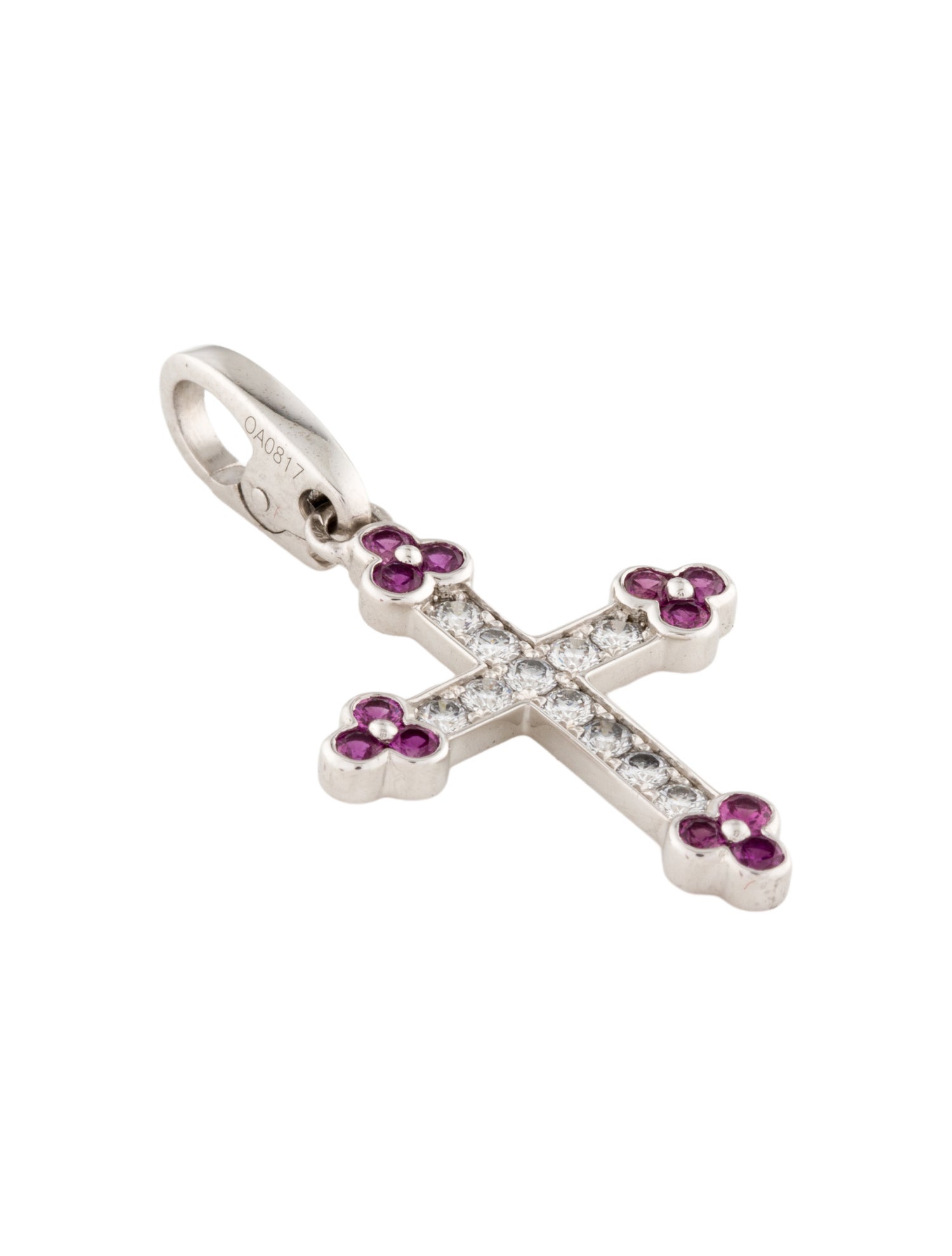 Cartier Diamond & Pink Sapphire Cross Charm