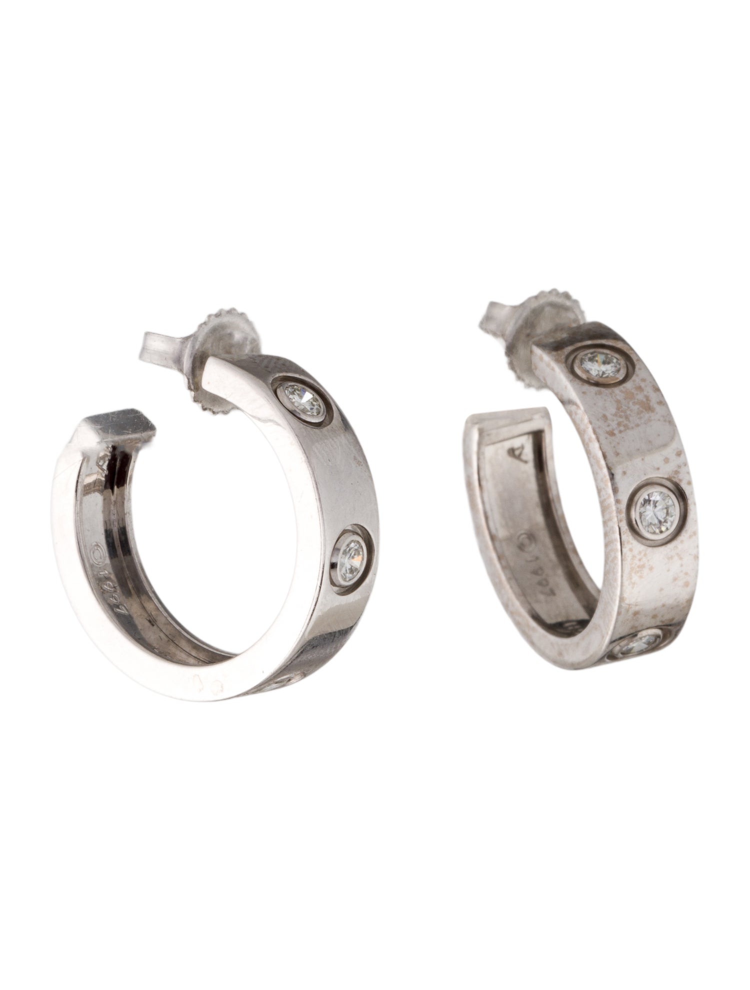 Cartier Vintage LOVE Earrings, 6 Diamonds