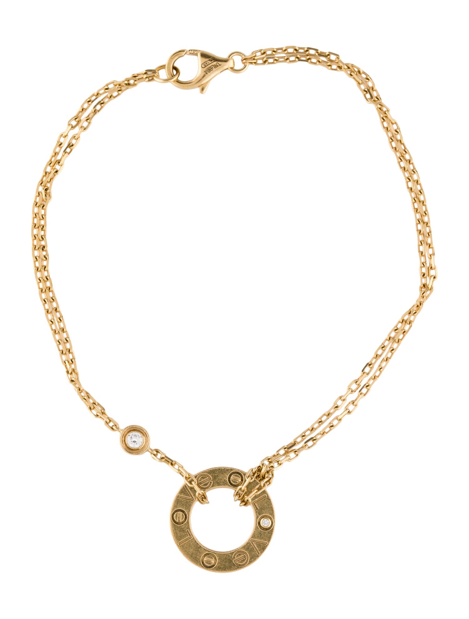 Cartier LOVE Bracelet on Chain, 2 Diamonds