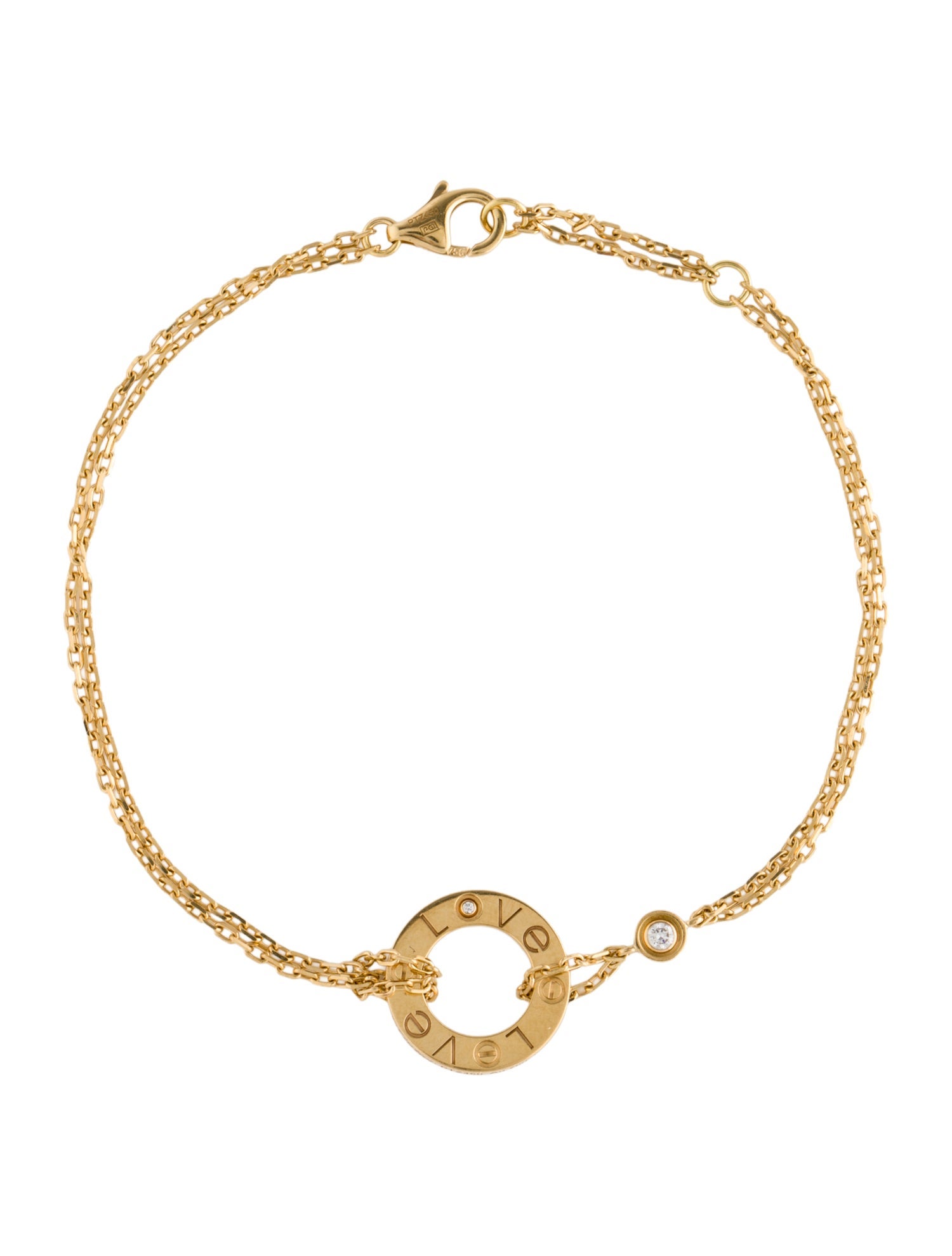 Cartier 2 Diamond On Chain LOVE Bracelet