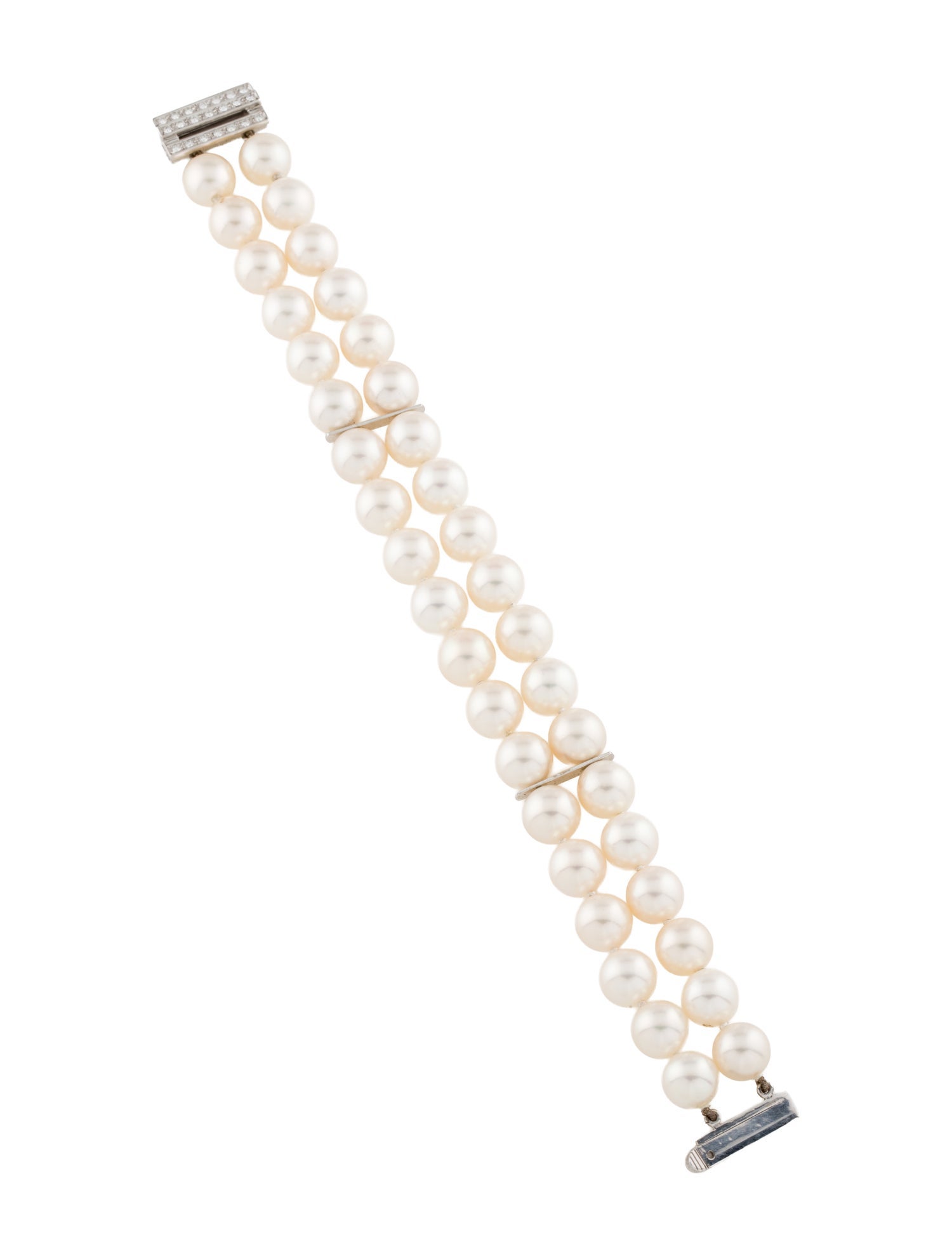 Cartier Vintage Pearl & Diamond Double Strand Bracelet