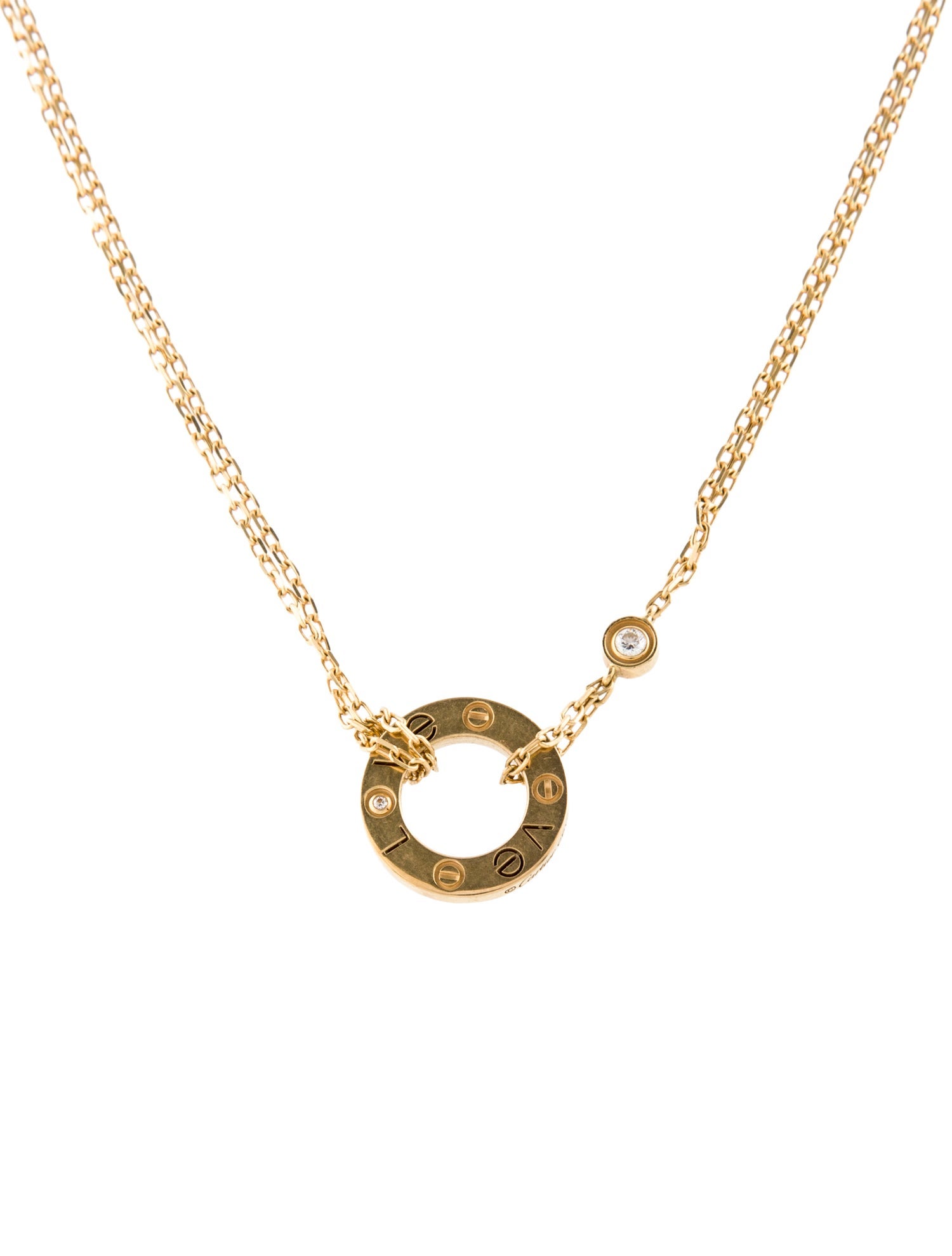Cartier 2 Diamond LOVE Pendant Necklace