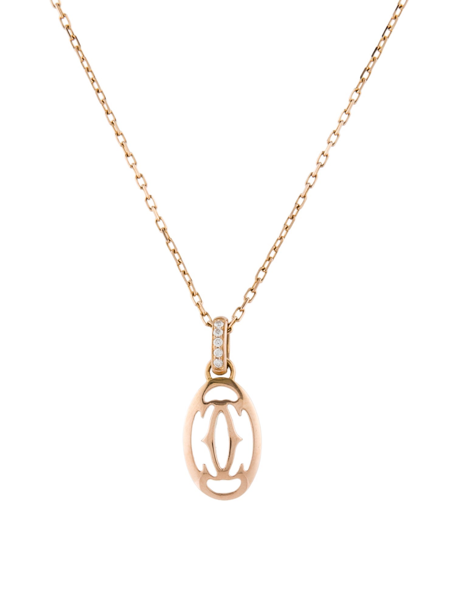 Cartier Double C Decor Charm Pendant Necklace