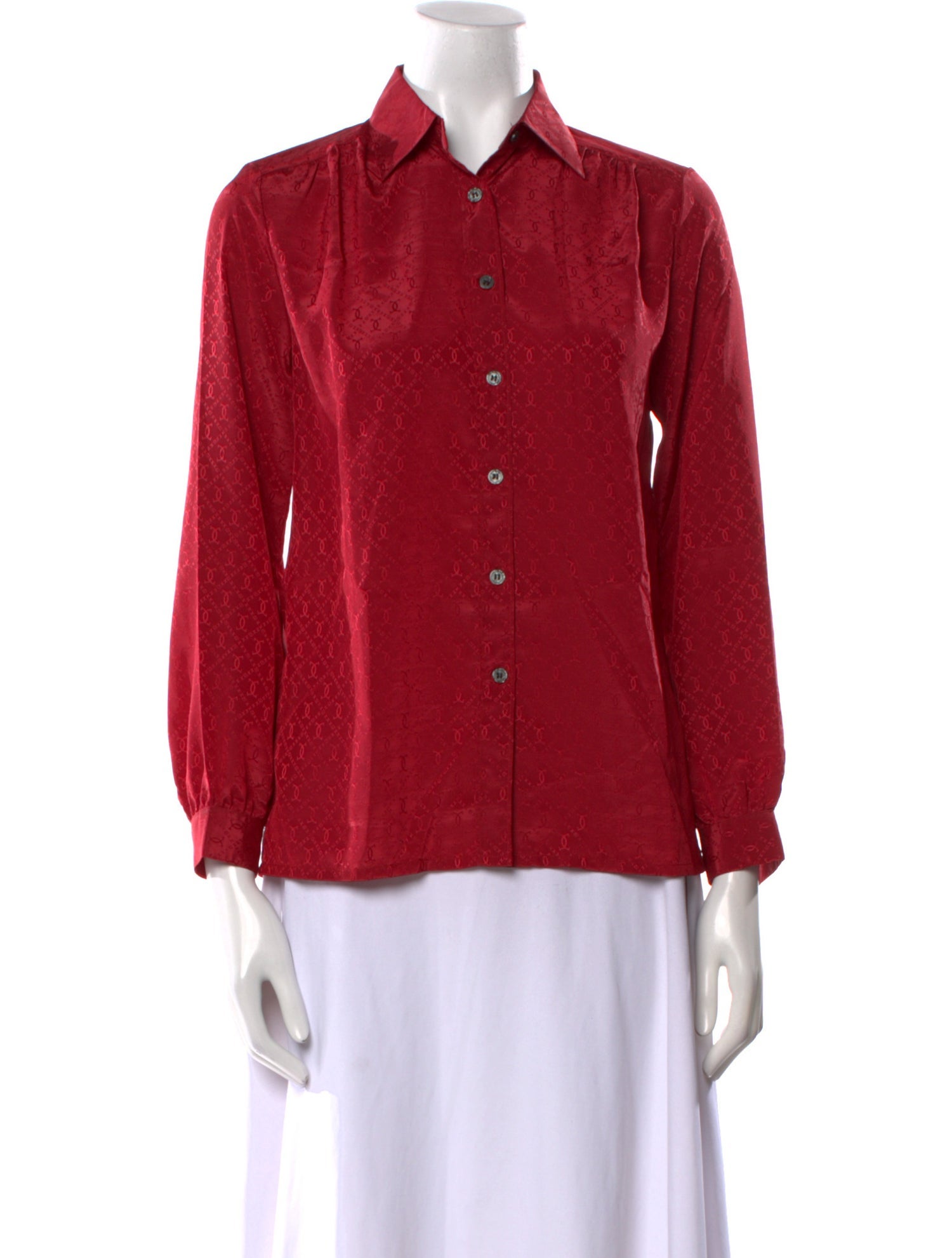 Must de Cartier Long Sleeve Button-Up Top