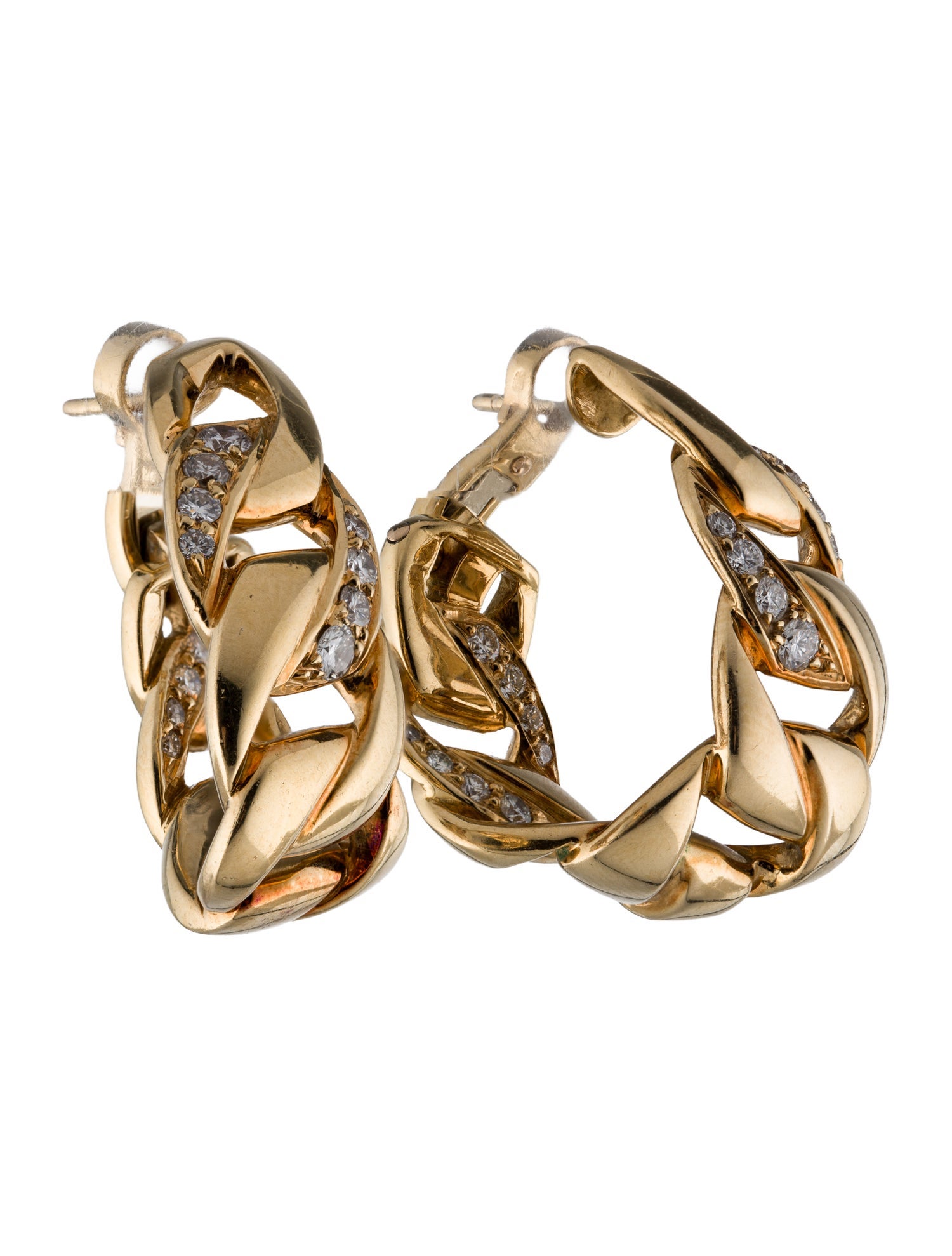 Cartier Vintage Diamond Bergame Hoop Earrings