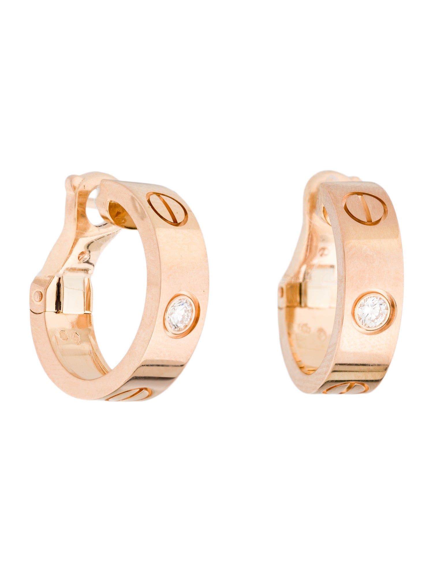 Cartier 2 Diamond Classic LOVE Hoop Earrings