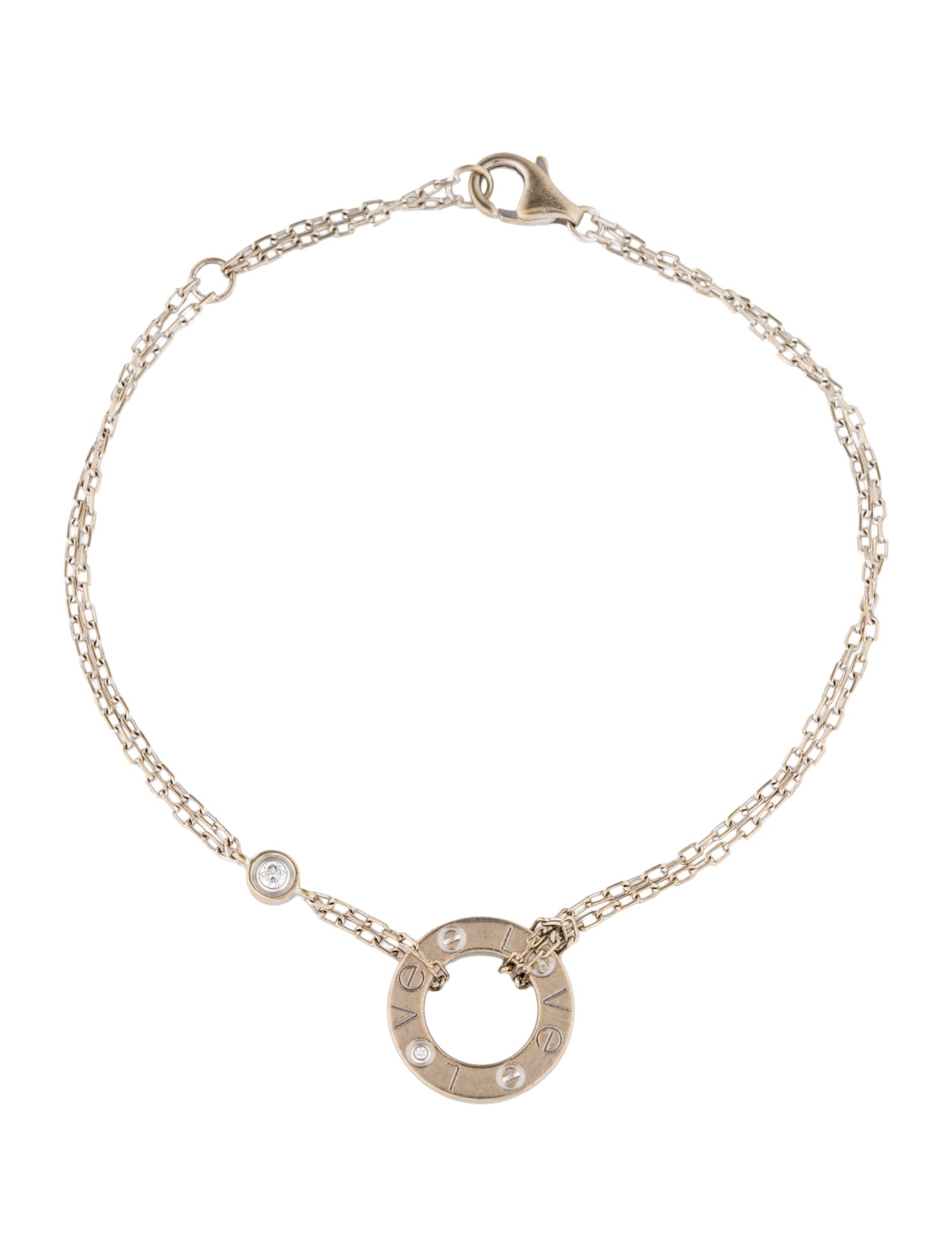 Cartier 2 Diamond LOVE Bracelet, On Chain