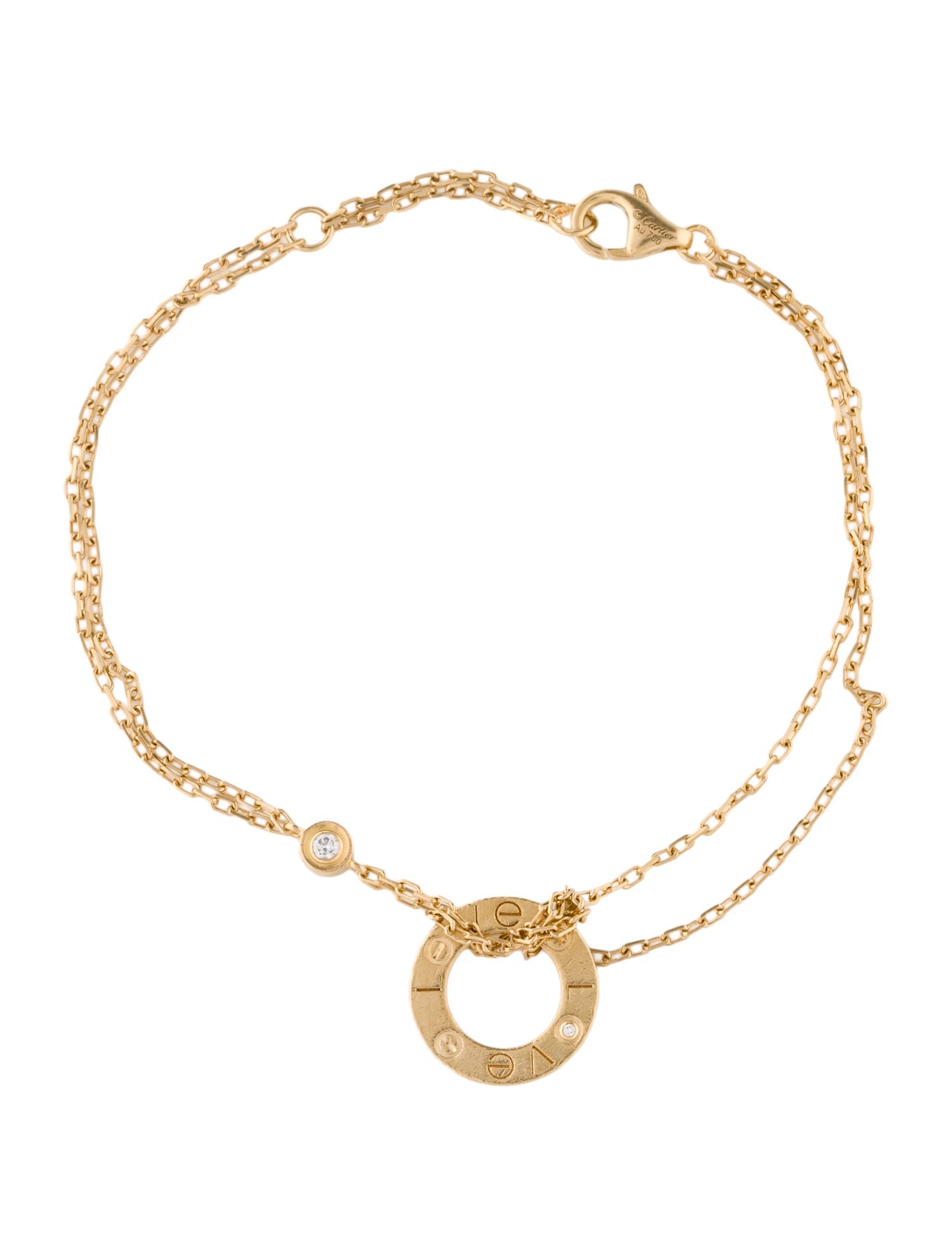 Cartier 2 Diamonds LOVE Bracelet, On Chain
