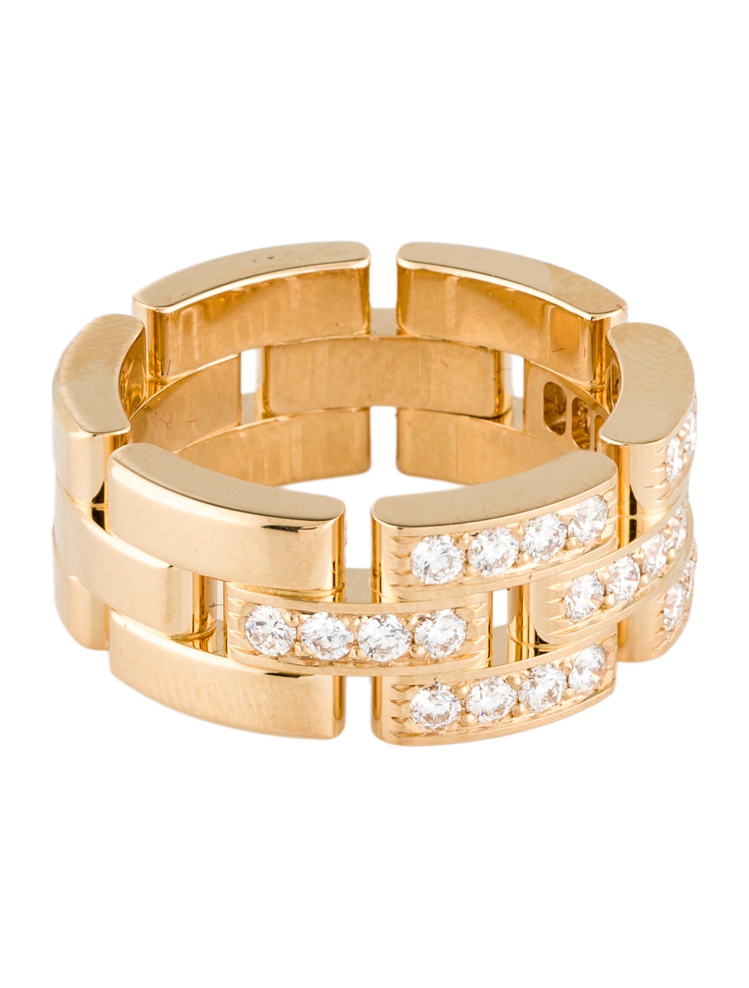 Cartier Half Paved Triple Row Maillon Panthere Ring
