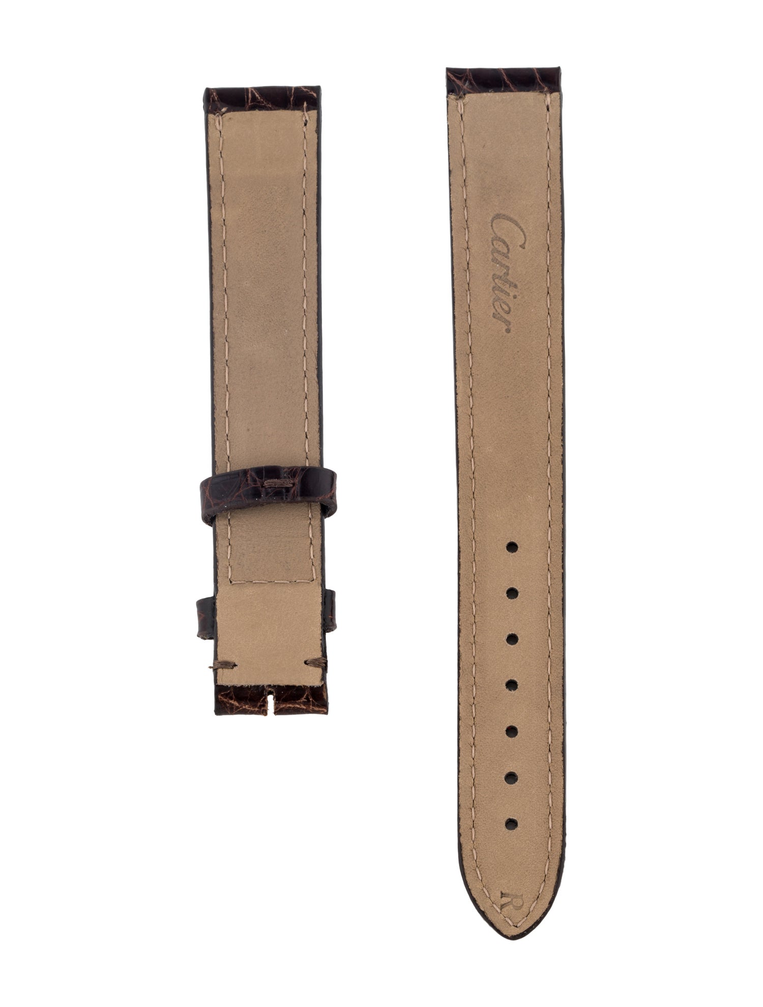 Cartier 16mm x 14mm Brown Crocodile Watch Strap