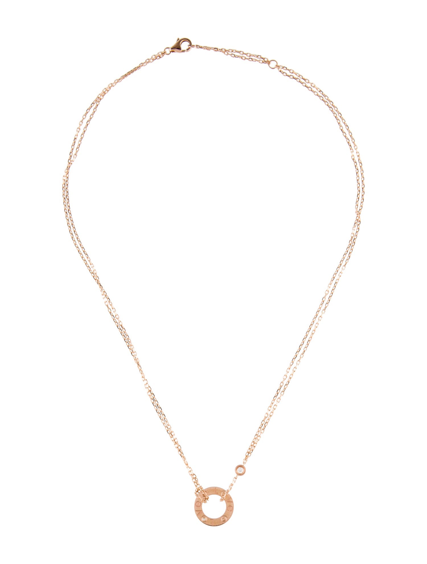 Cartier 2 Diamond LOVE Pendant Necklace
