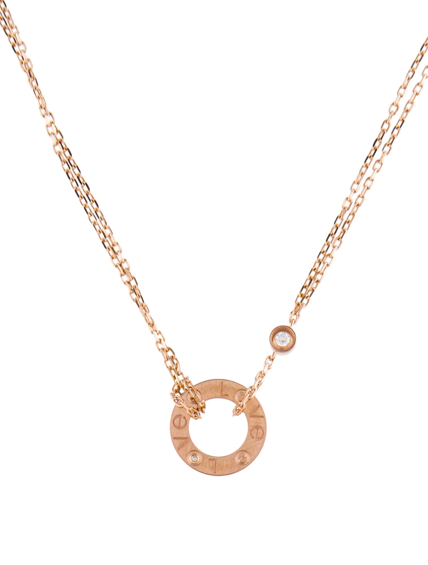 Cartier 2 Diamond LOVE Pendant Necklace