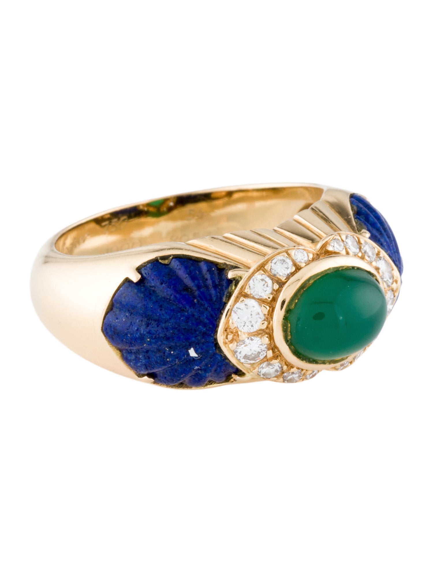 Cartier Vintage Chalcedony, Lapis & Diamond Cocktail Ring