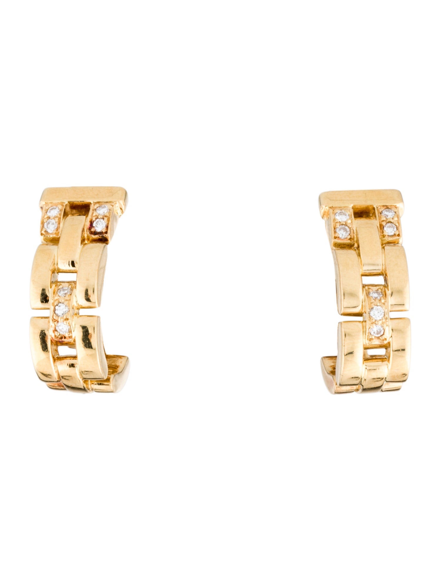 Cartier Vintage Diamond Cartier Maillon De Panthere Hoop Earrings