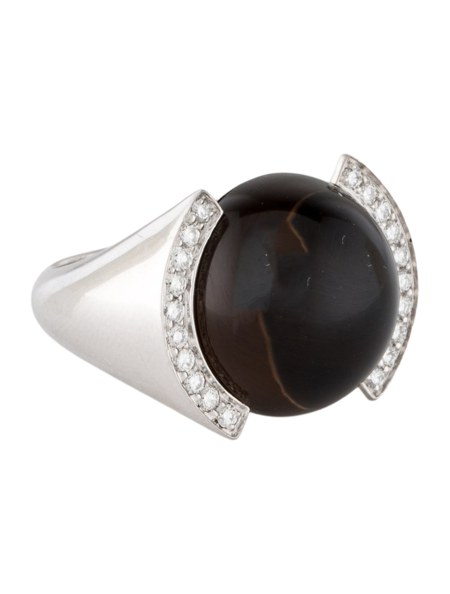 Cartier 18K Smoky Quartz & Diamond Cocktail Ring