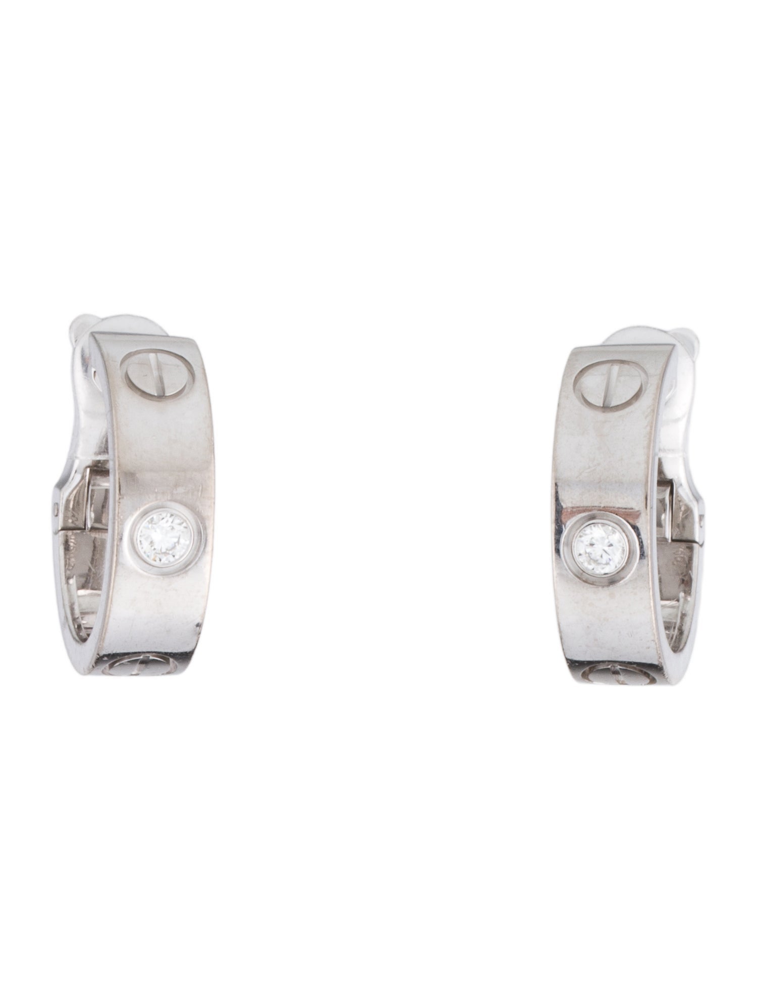 Cartier 2 Diamond Classic LOVE Hoop Earrings