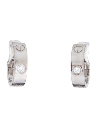 Cartier 2 Diamond Classic LOVE Hoop Earrings