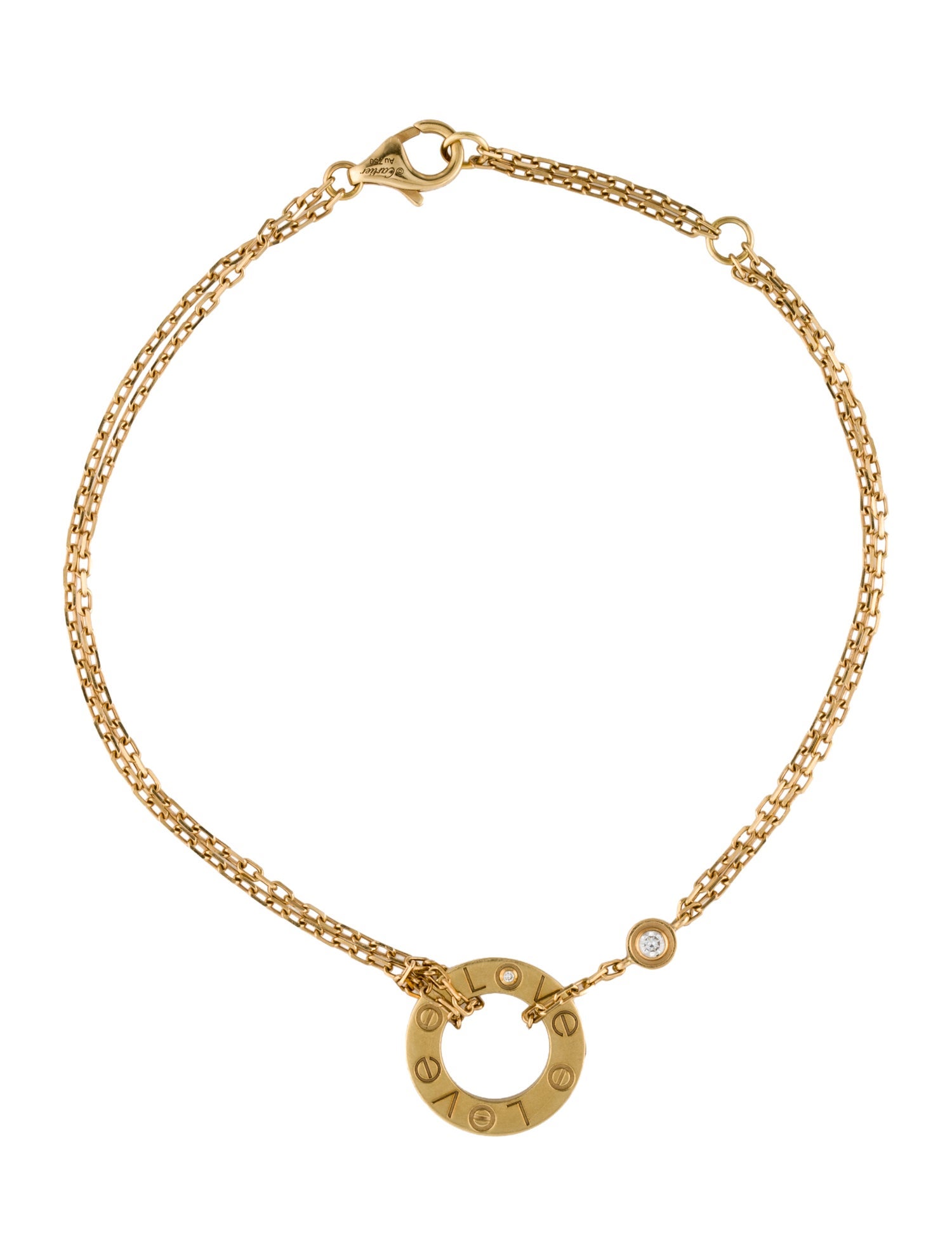Cartier 2 Diamond LOVE Bracelet, On Chain