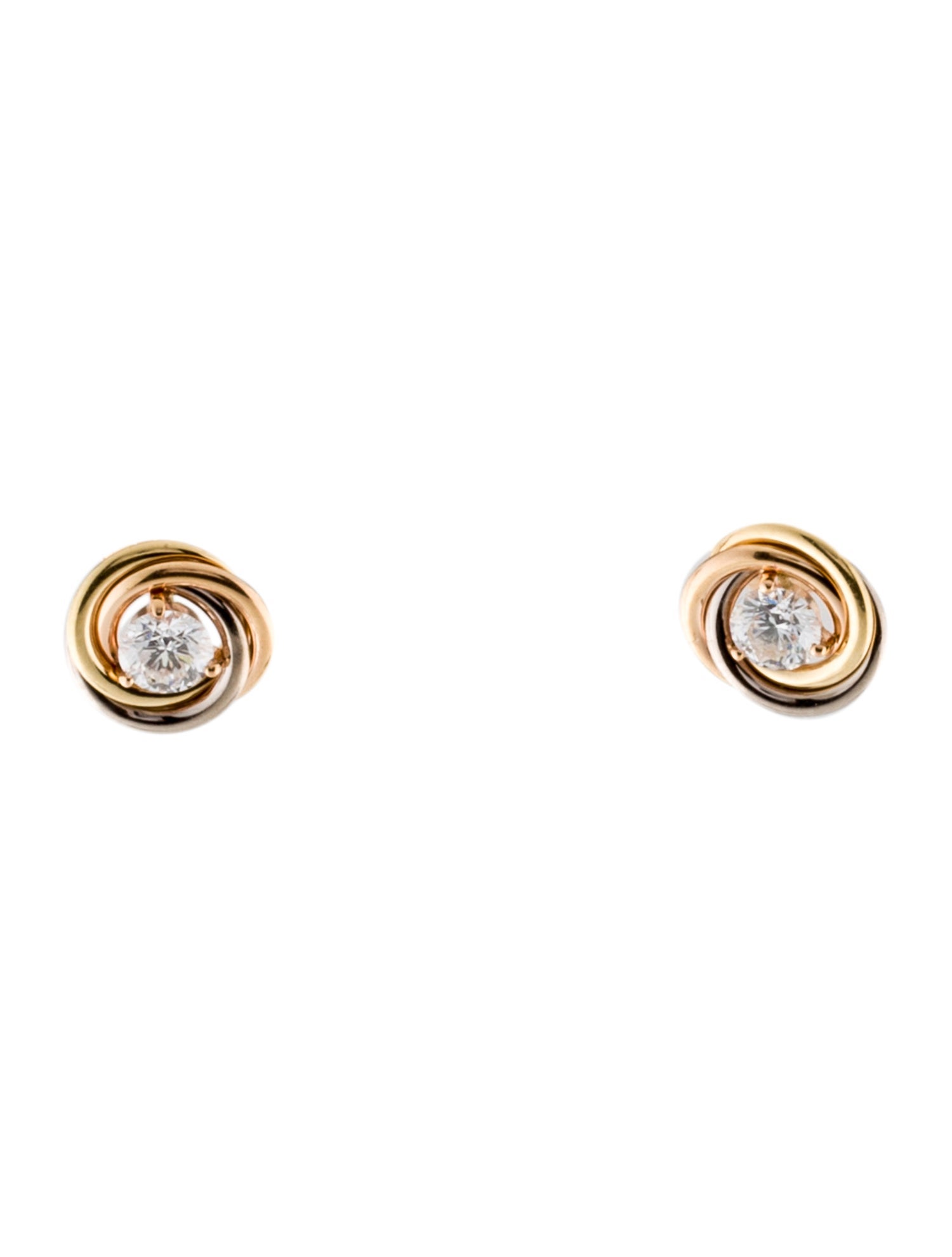 Cartier 2 Diamond Trinity Stud Earrings