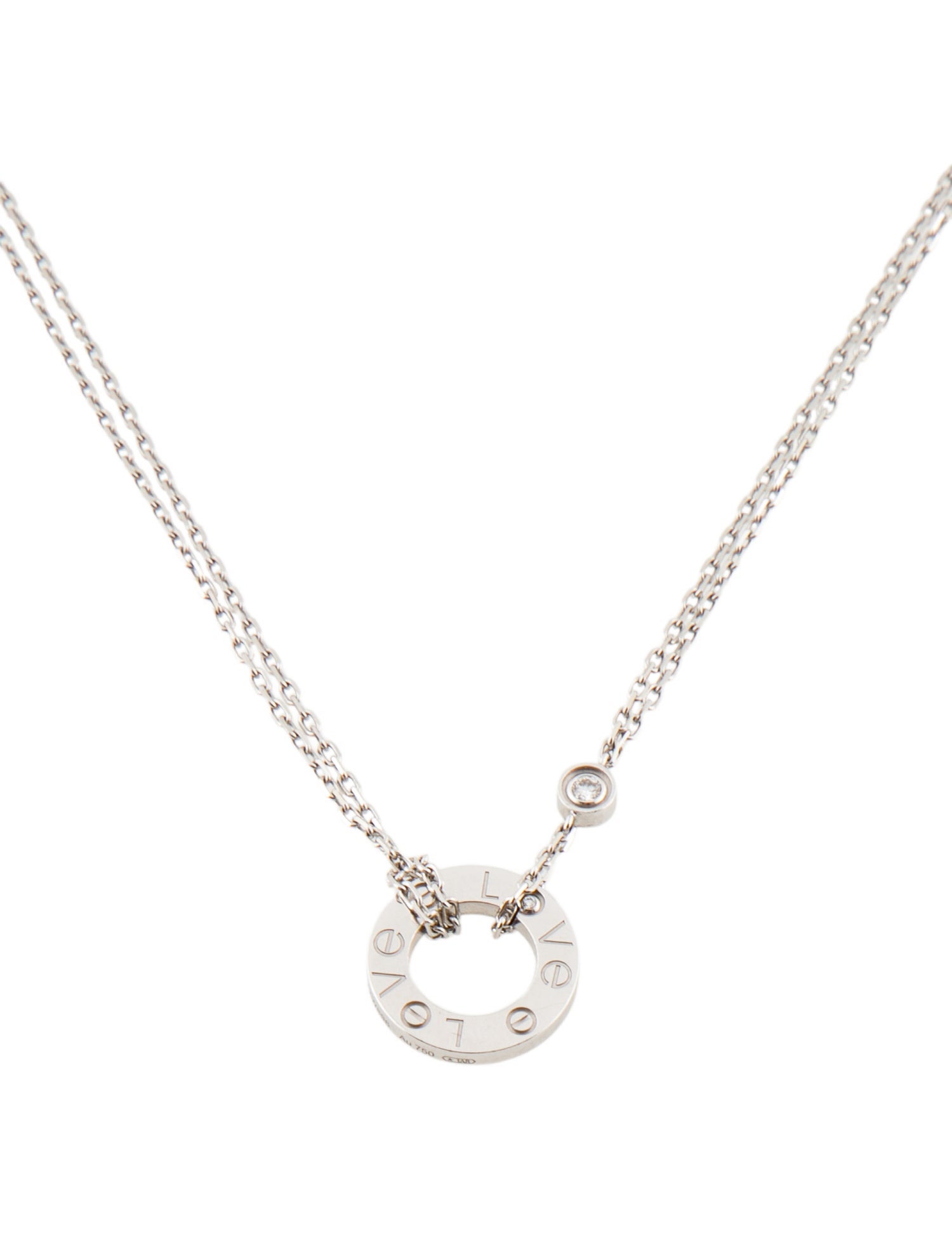 Cartier 2 Diamond LOVE Pendant Necklace