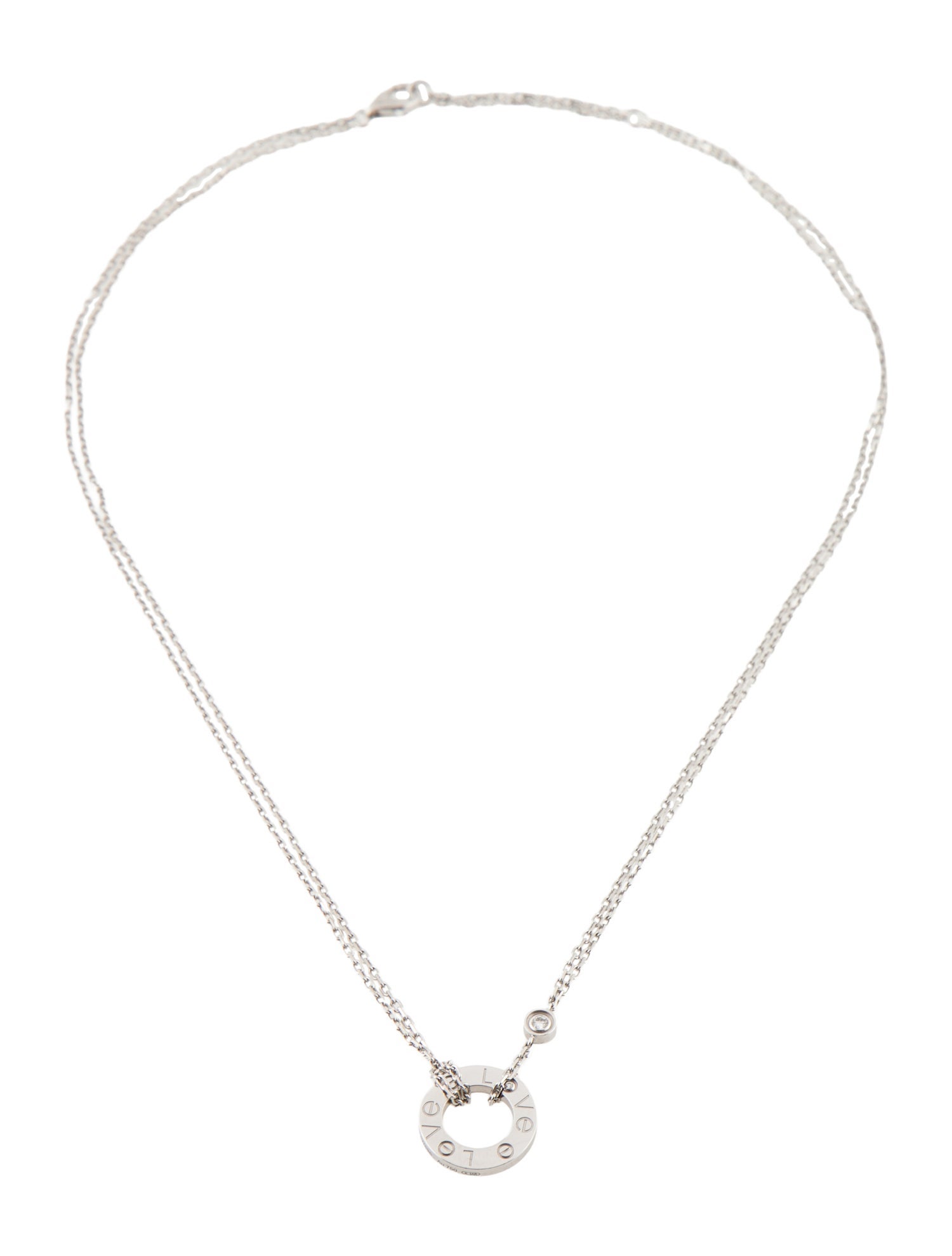 Cartier 2 Diamond LOVE Pendant Necklace