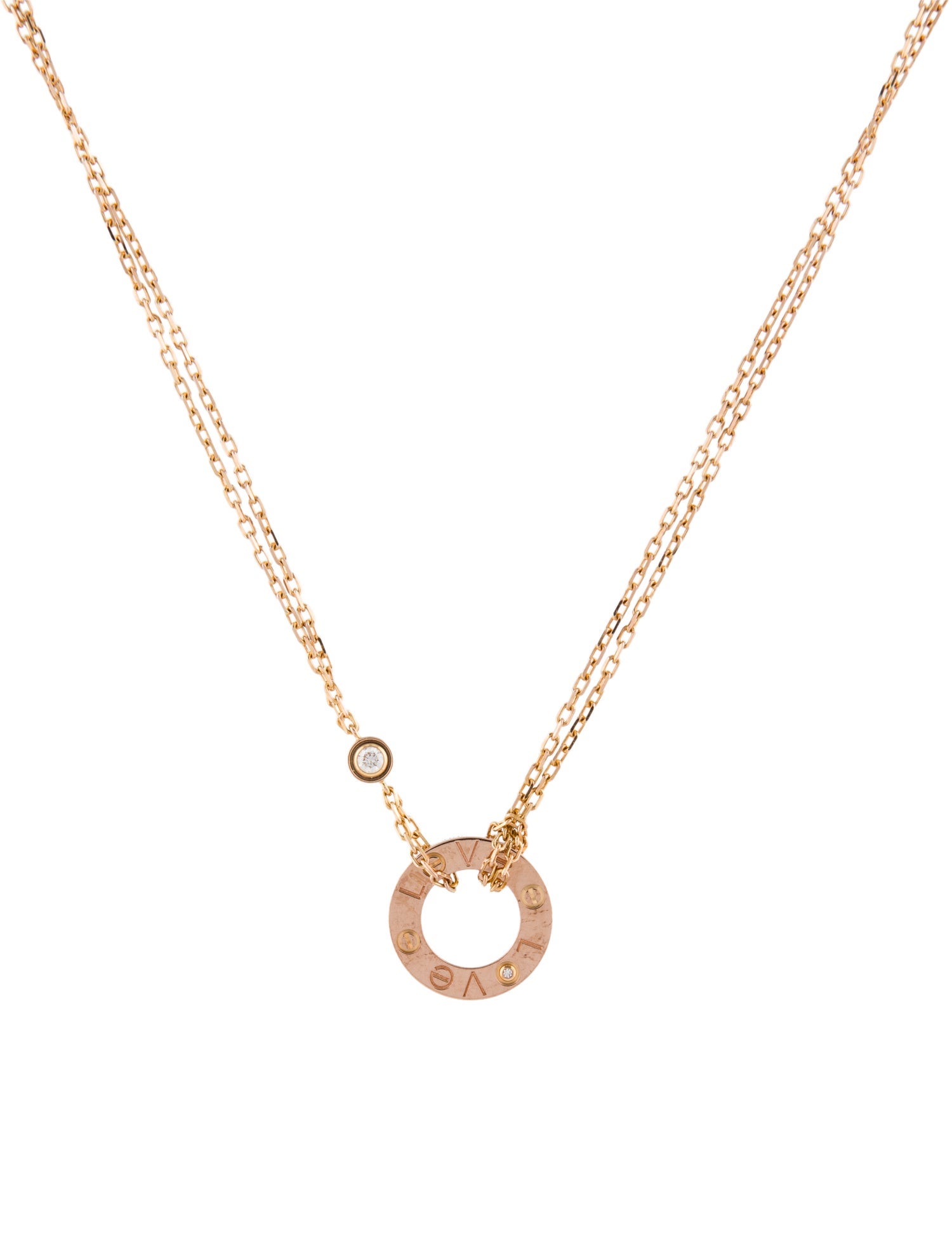 Cartier 2 Diamond LOVE Pendant Necklace