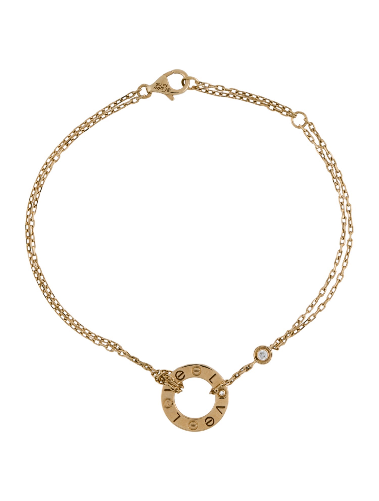 Cartier 2 Diamond LOVE Bracelet, On Chain