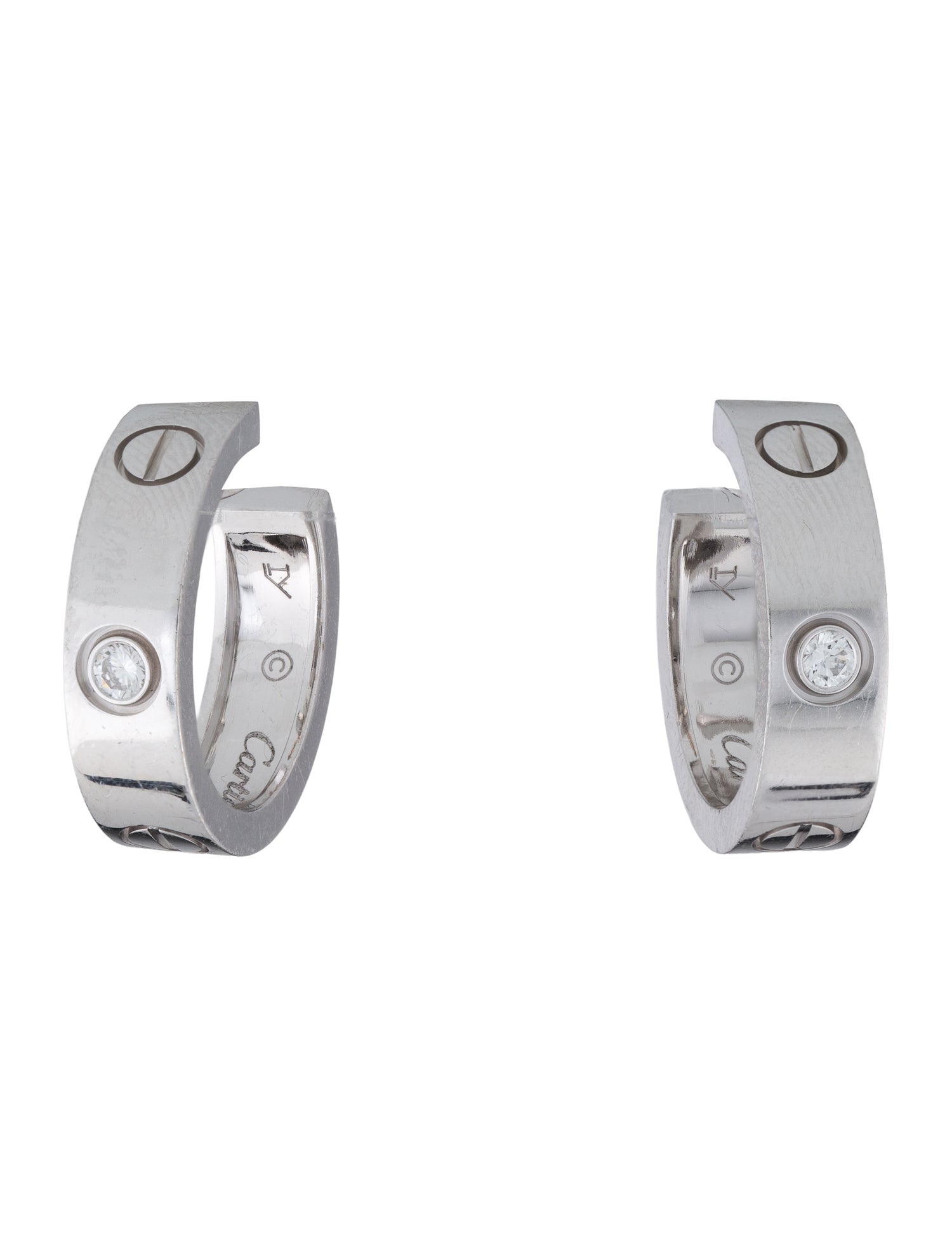 Cartier 2 Diamonds LOVE Hoop Earrings, Classic Model