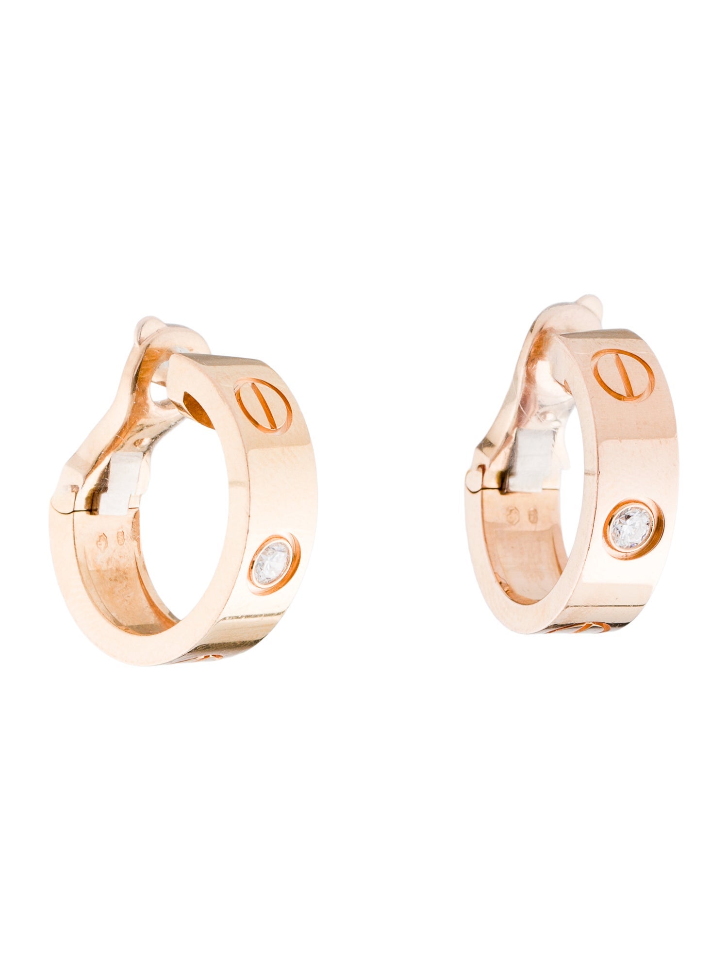 Cartier 2 Diamond Classic LOVE Hoop Earrings
