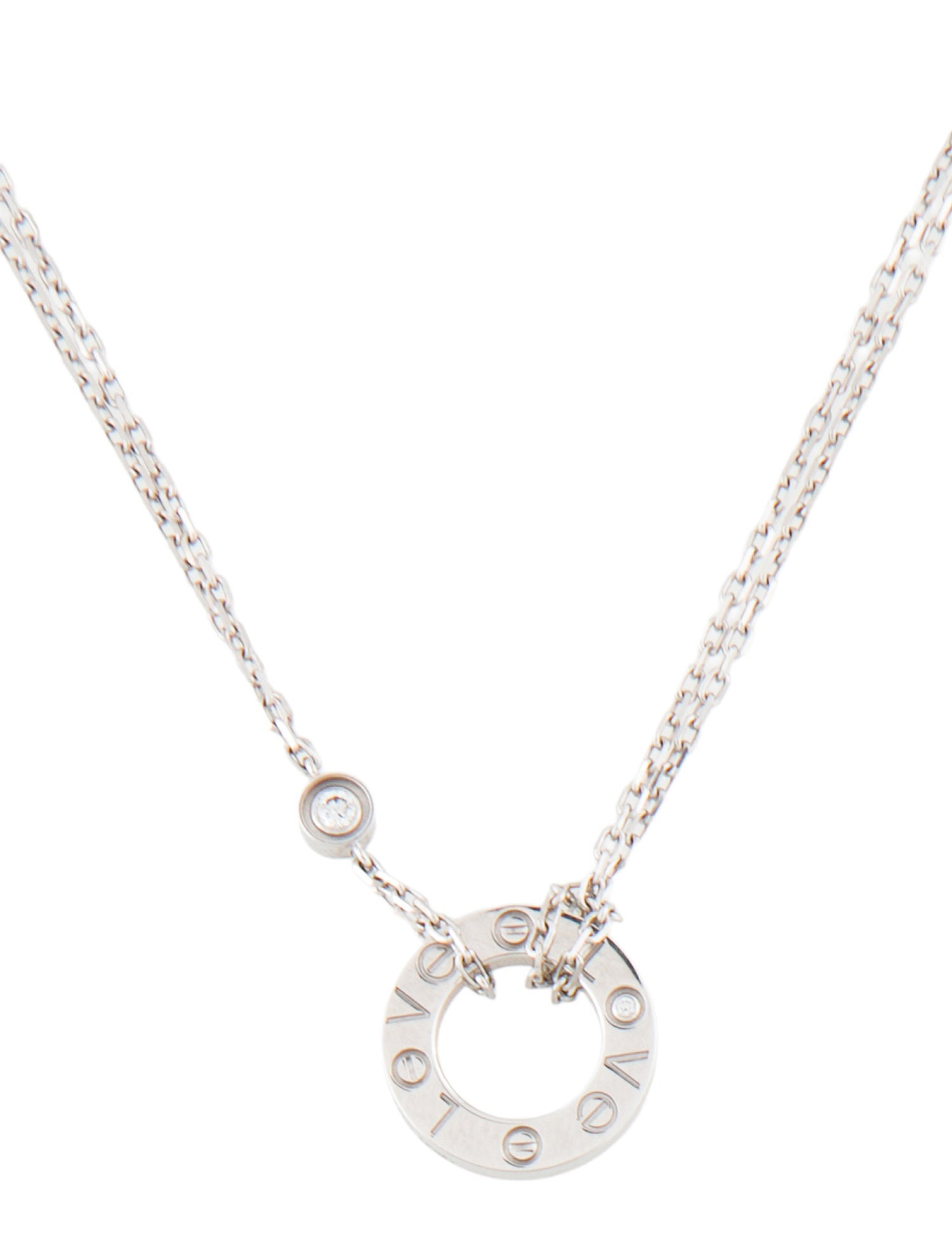 Cartier 2 Diamond LOVE Pendant Necklace