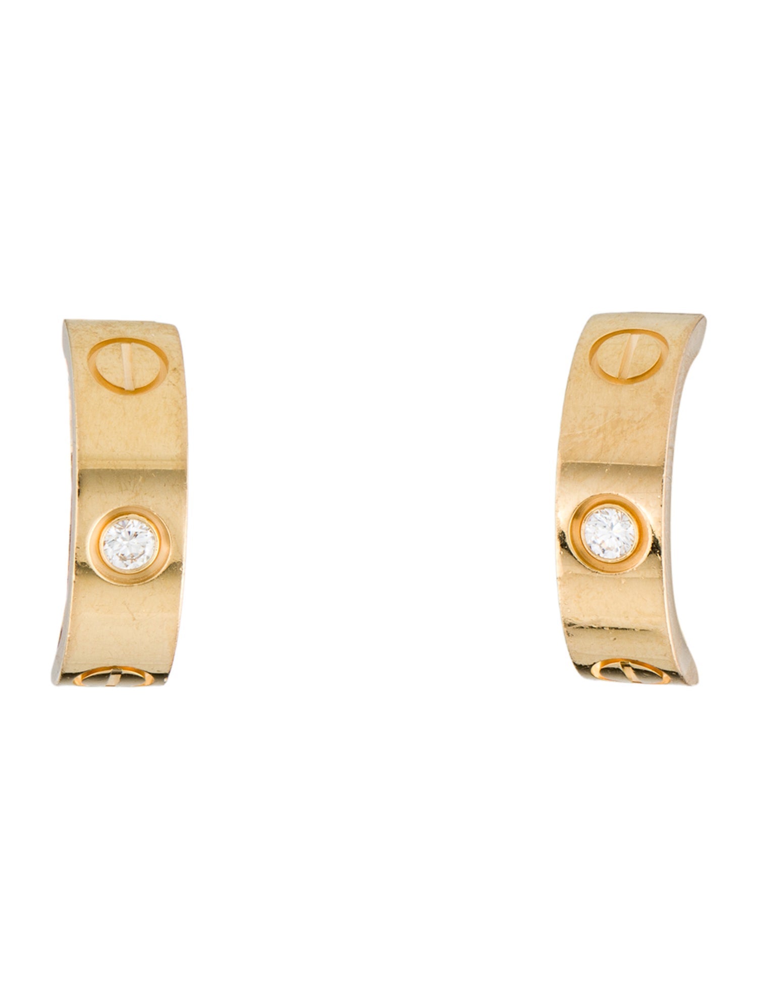 Cartier 2 Diamonds LOVE Hoop Earrings, Classic Model