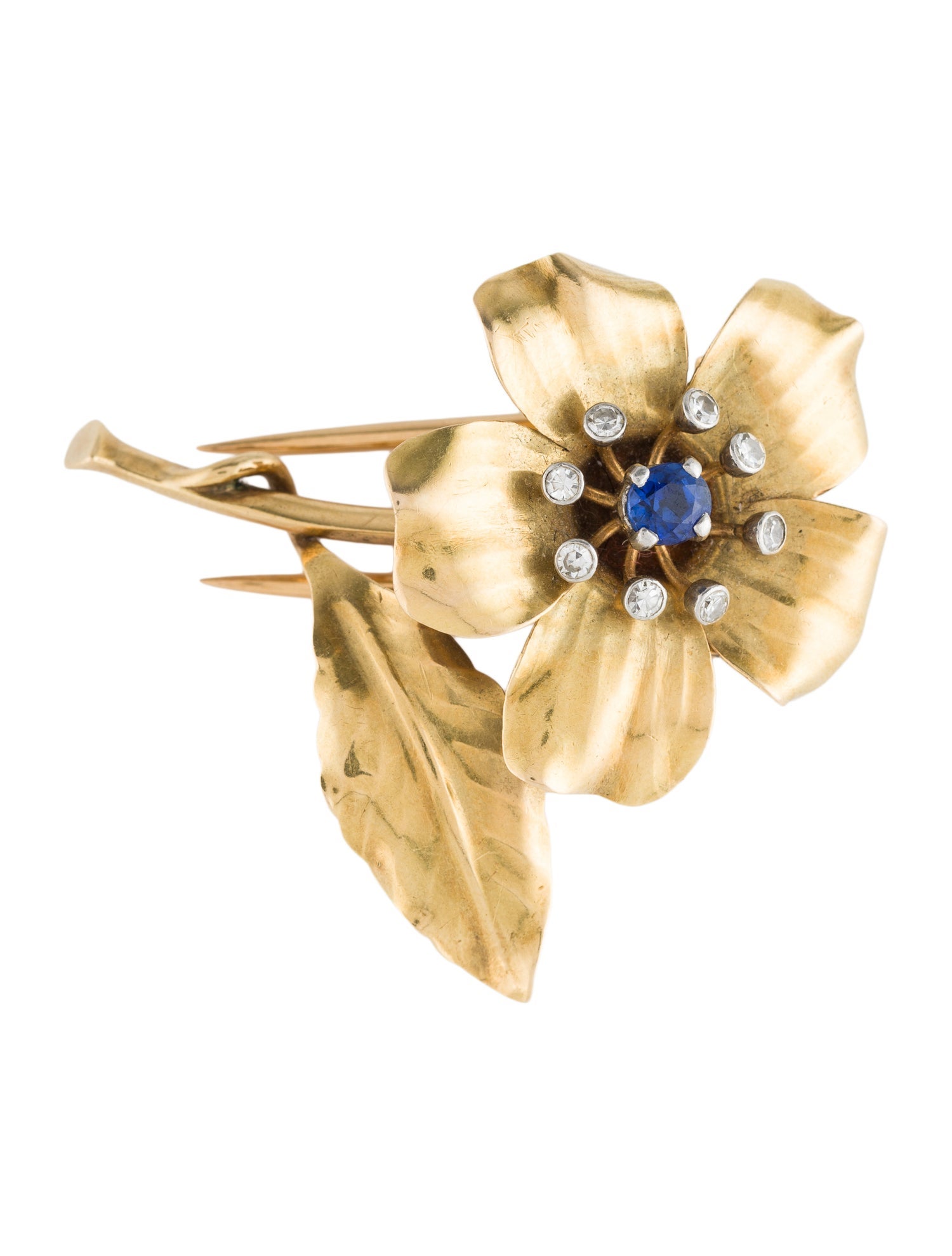 Cartier Vintage 18K Sapphire & Diamond Brooch