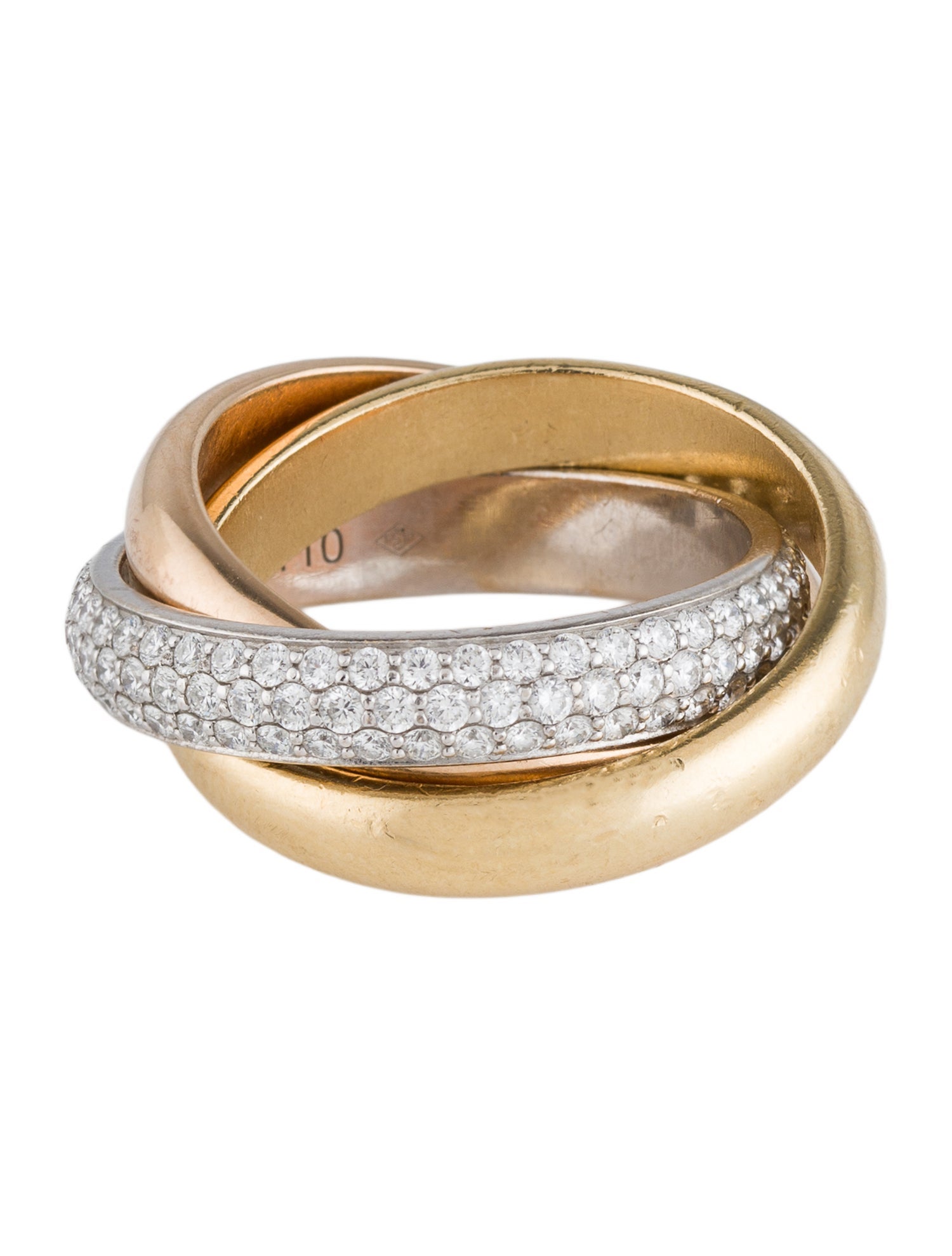 Cartier Vintage Trinity Ring, Classic Model, Half-Pavéd