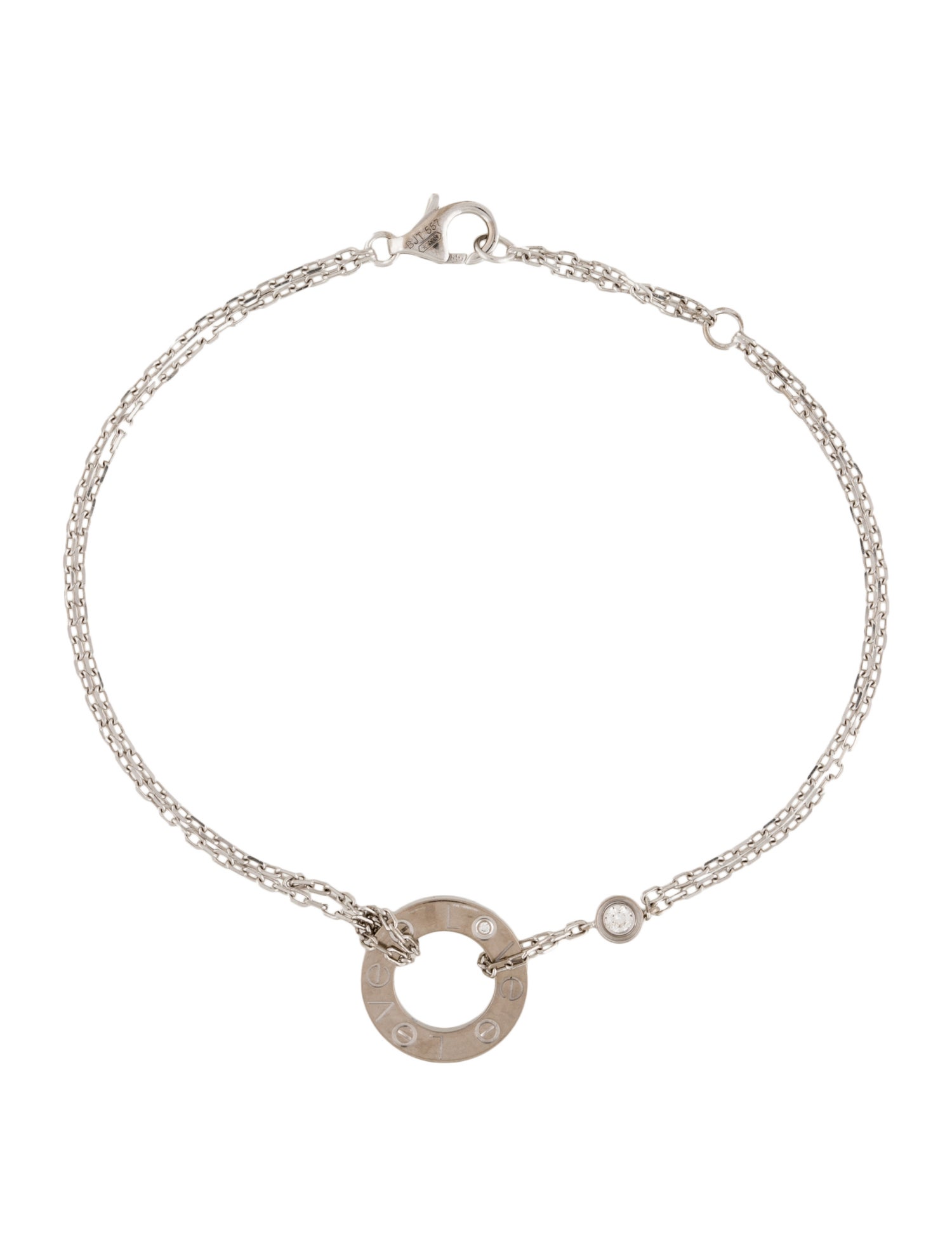 Cartier 2 Diamond LOVE Bracelet, On Chain