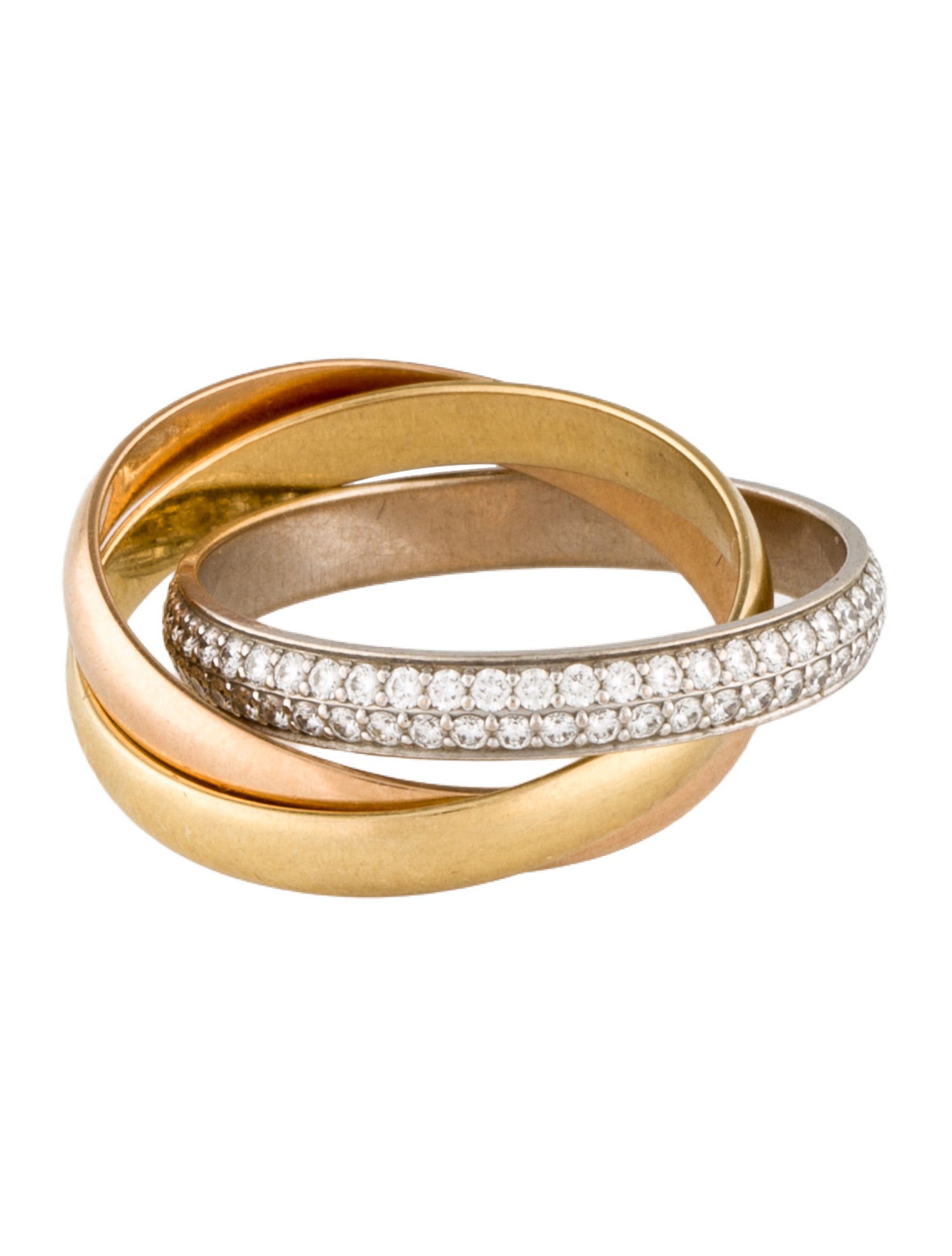 Cartier Trinity Ring, Small Model, Half-Pavéd