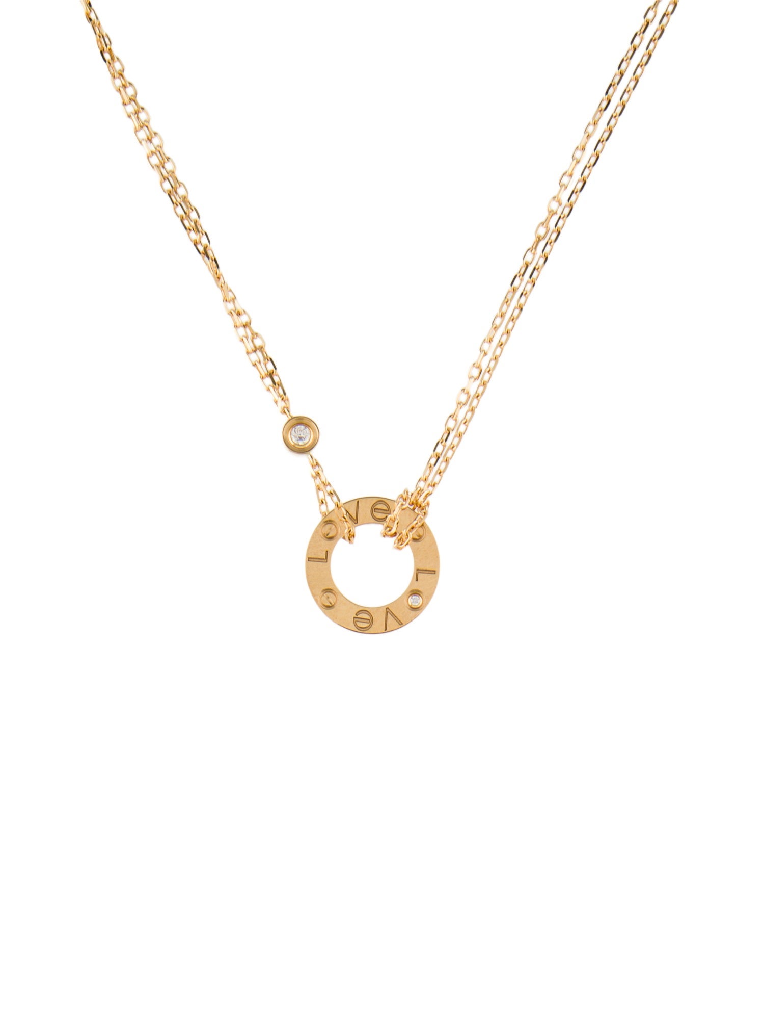 Cartier 2 Diamond LOVE Pendant Necklace
