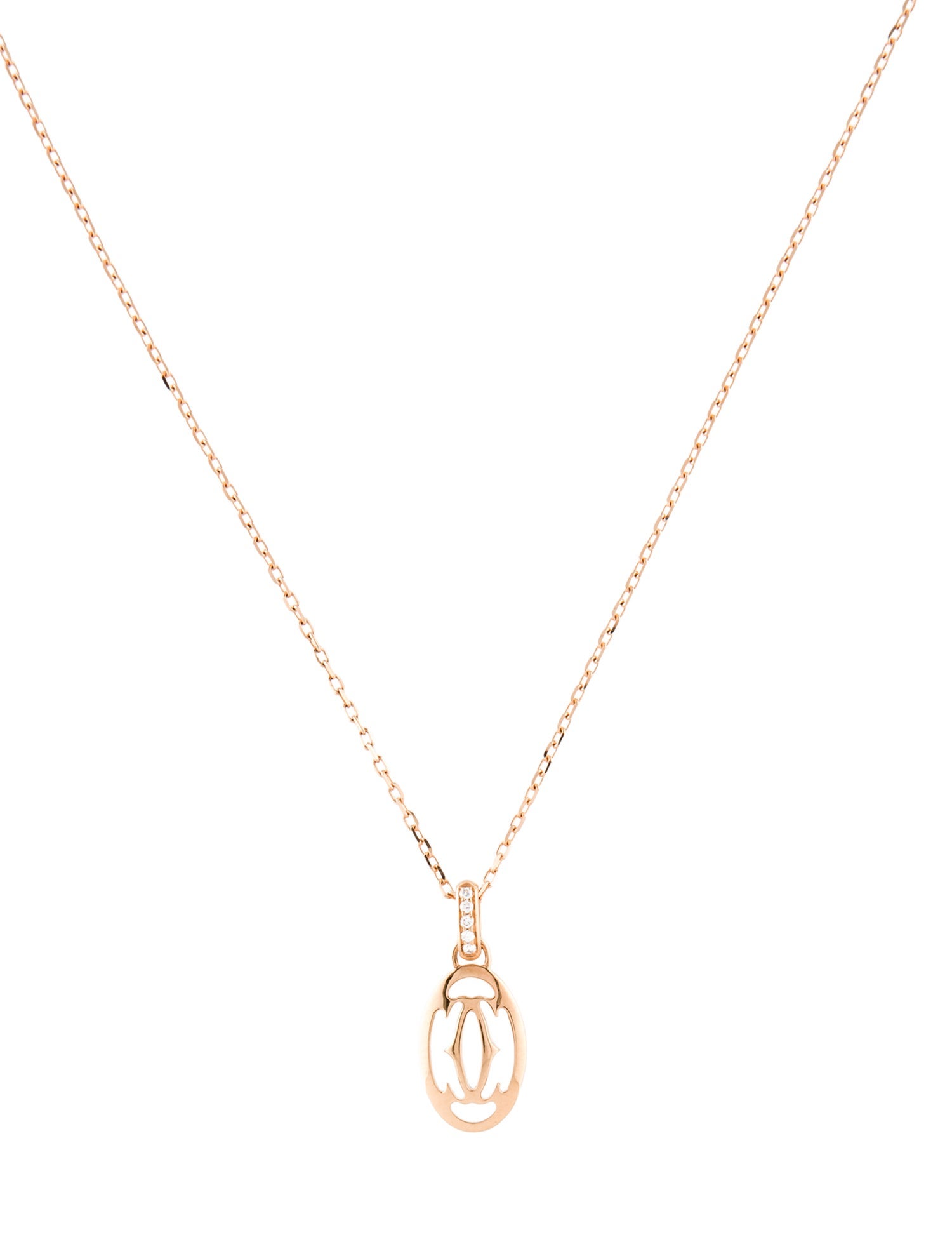 Cartier Double C Decor Charm Pendant Necklace