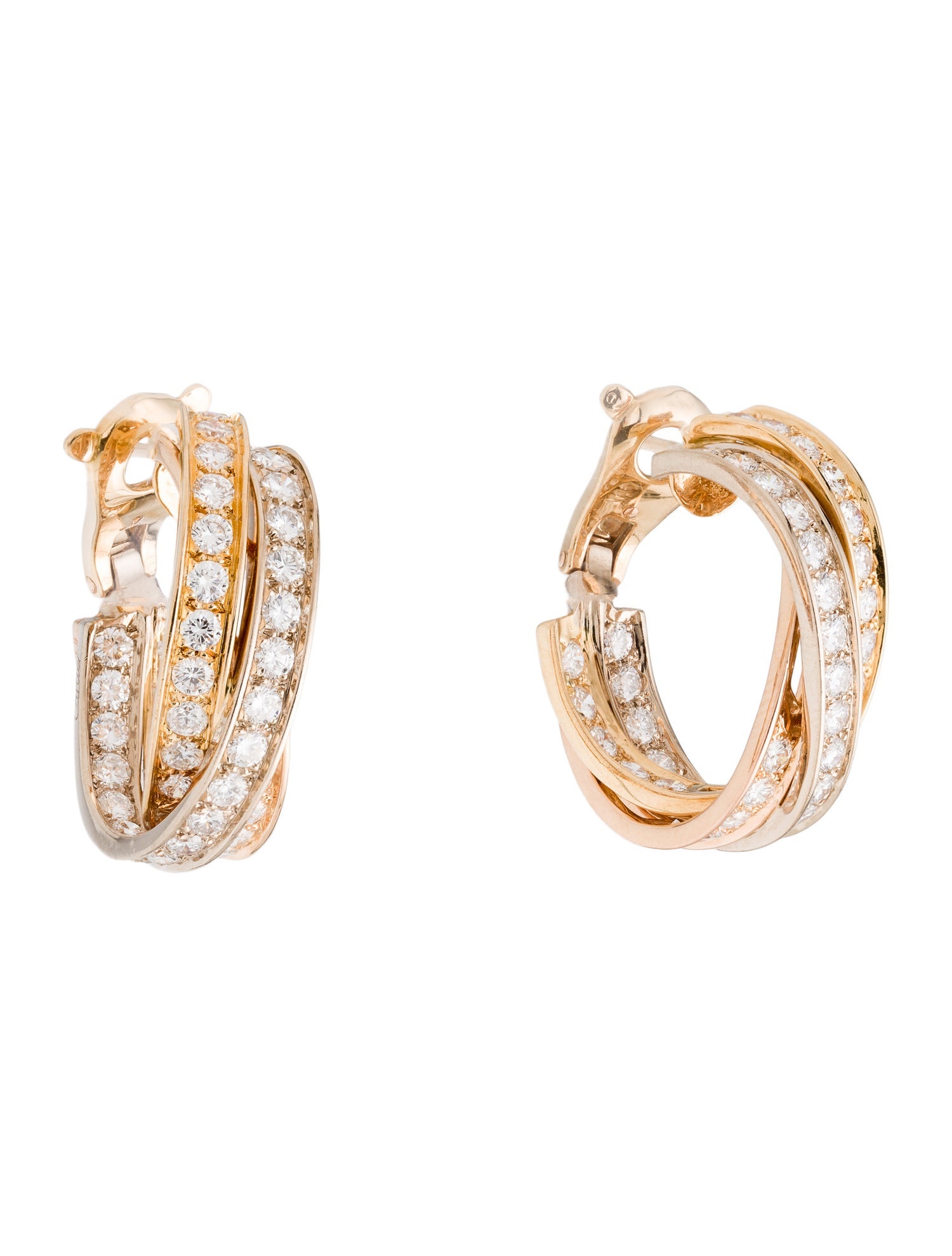 Cartier Vintage Diamond Trinity Hoop Earrings