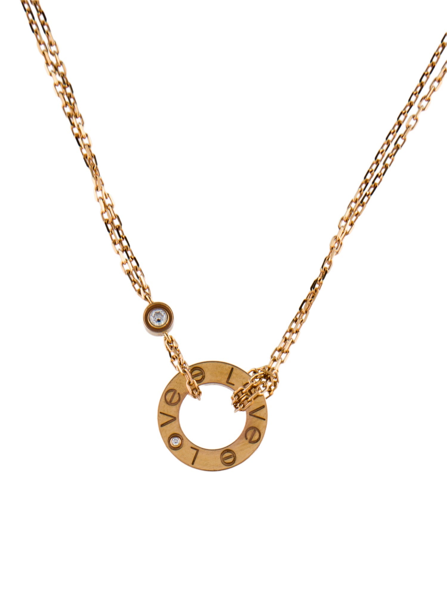 Cartier 2 Diamond LOVE Pendant Necklace